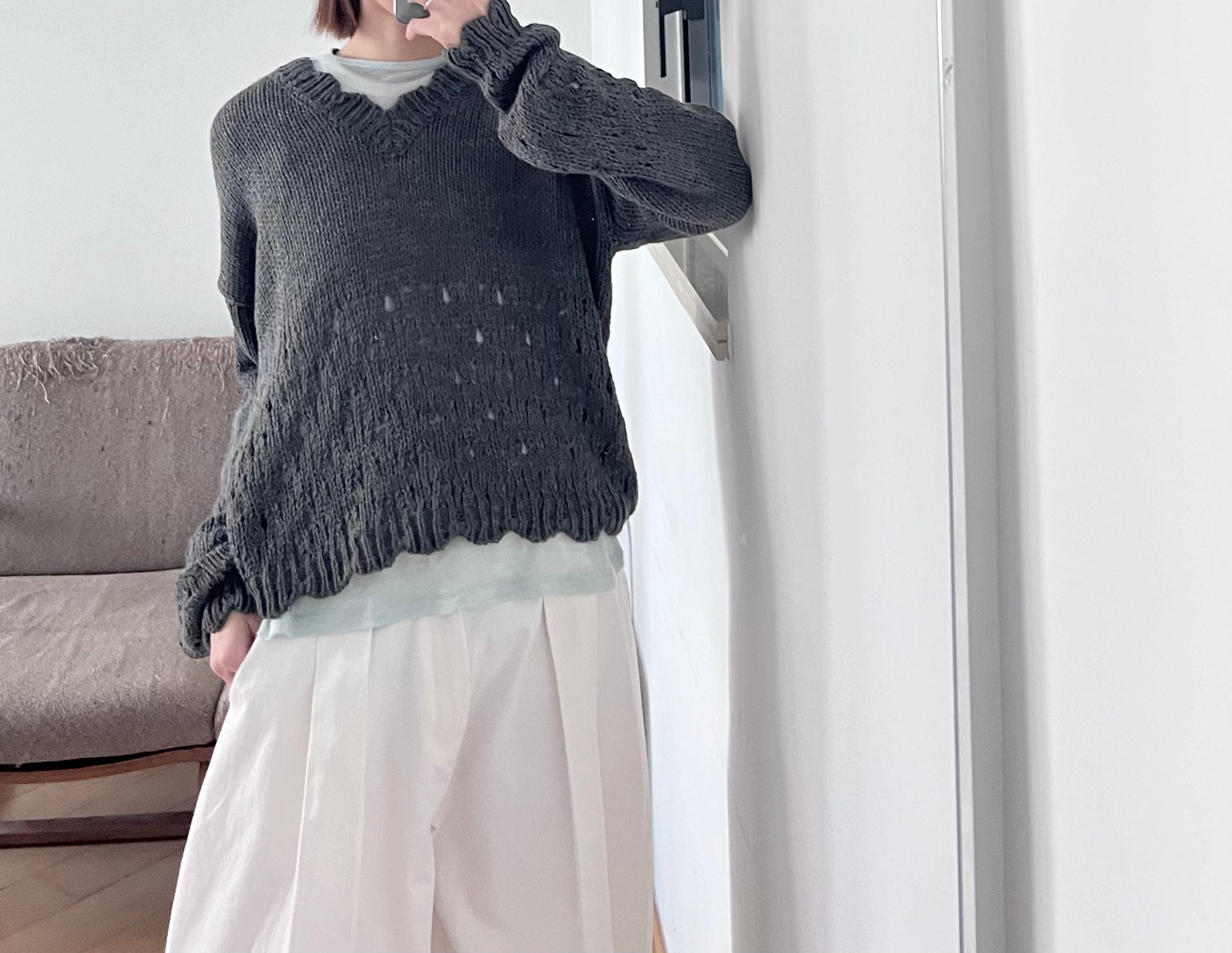 retro floral lace knit in charcoal (pre-order)