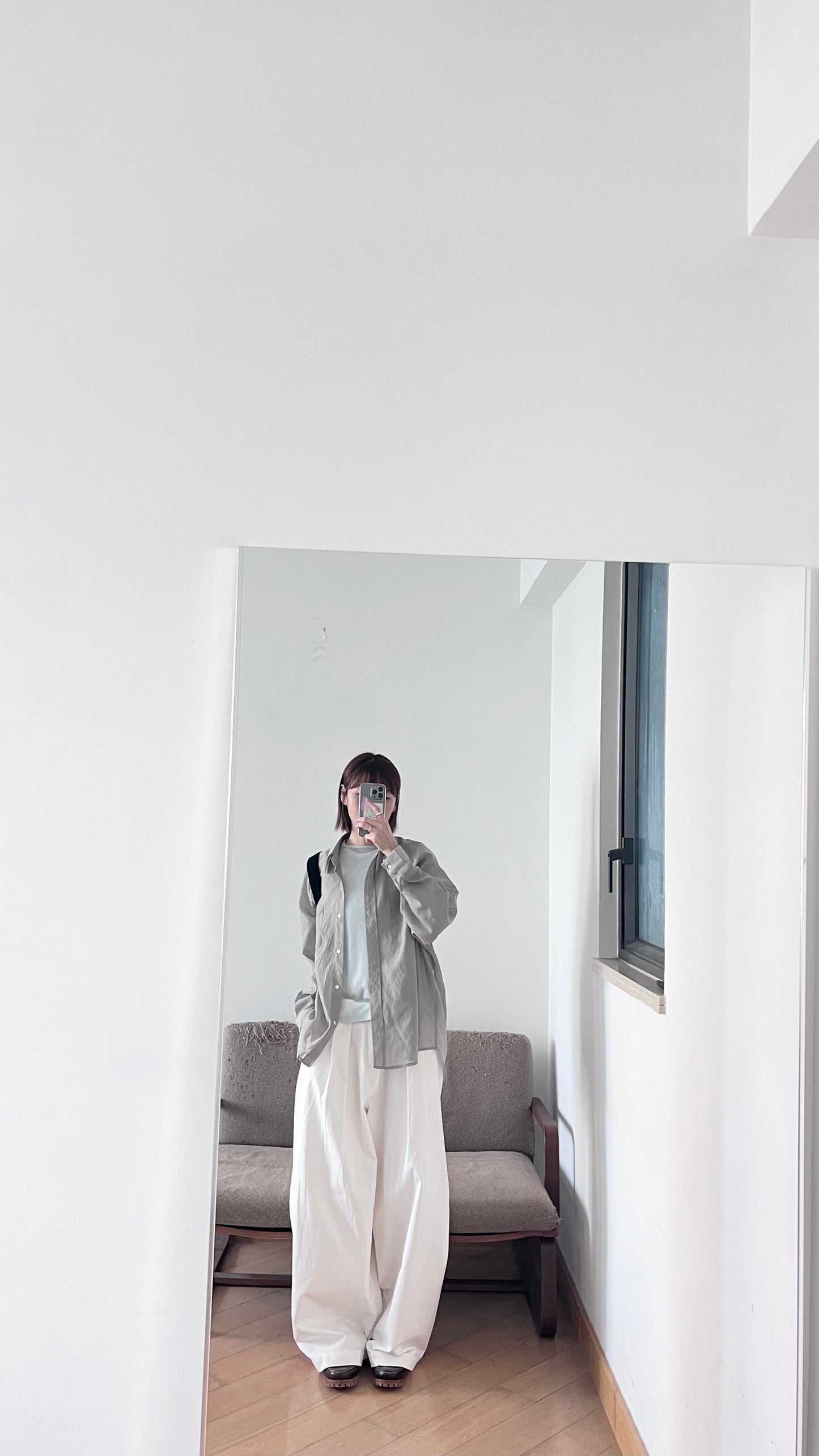 drape shirt jacket in taupe grey (pre-order)