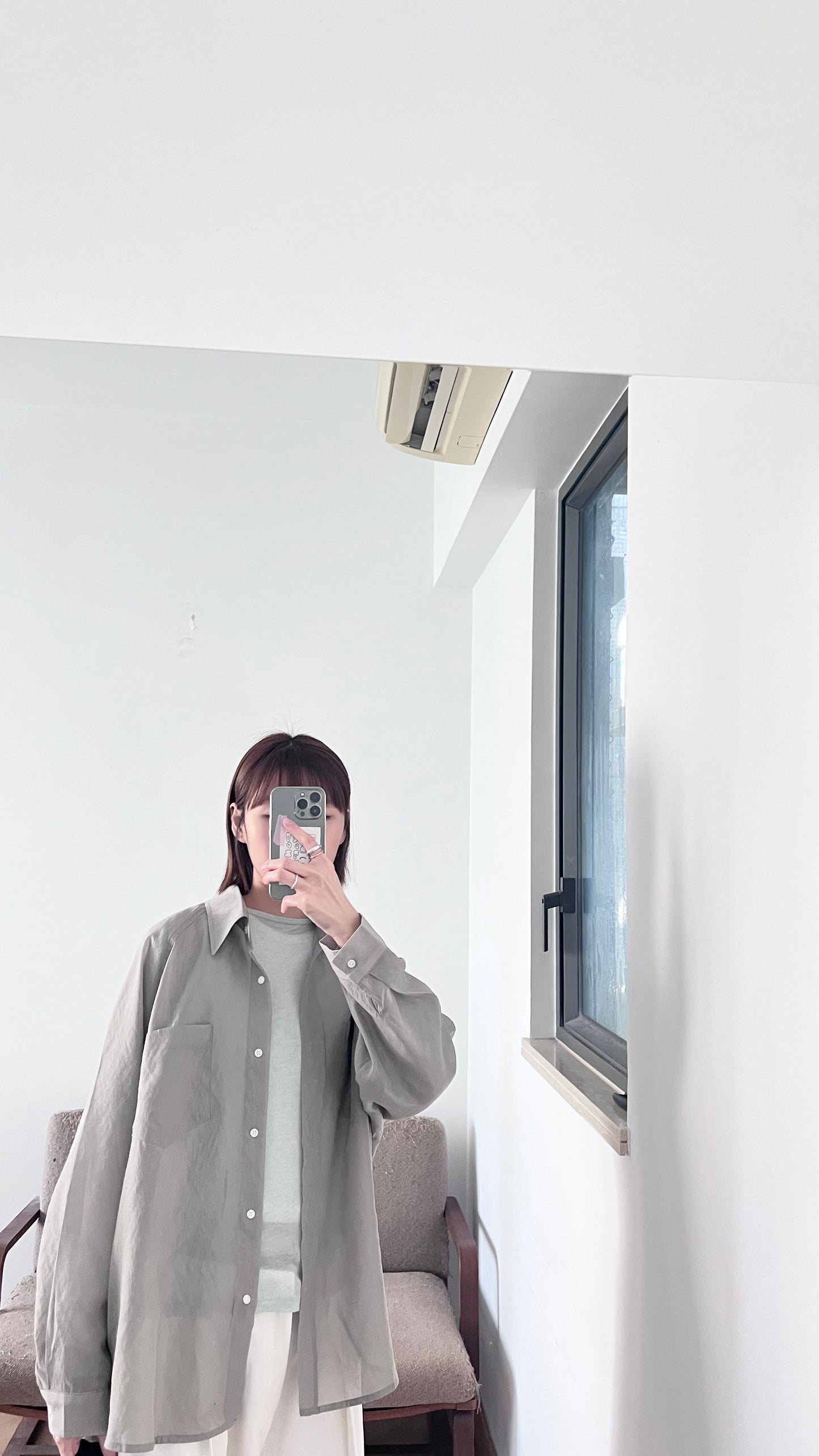 drape shirt jacket in taupe grey (pre-order)