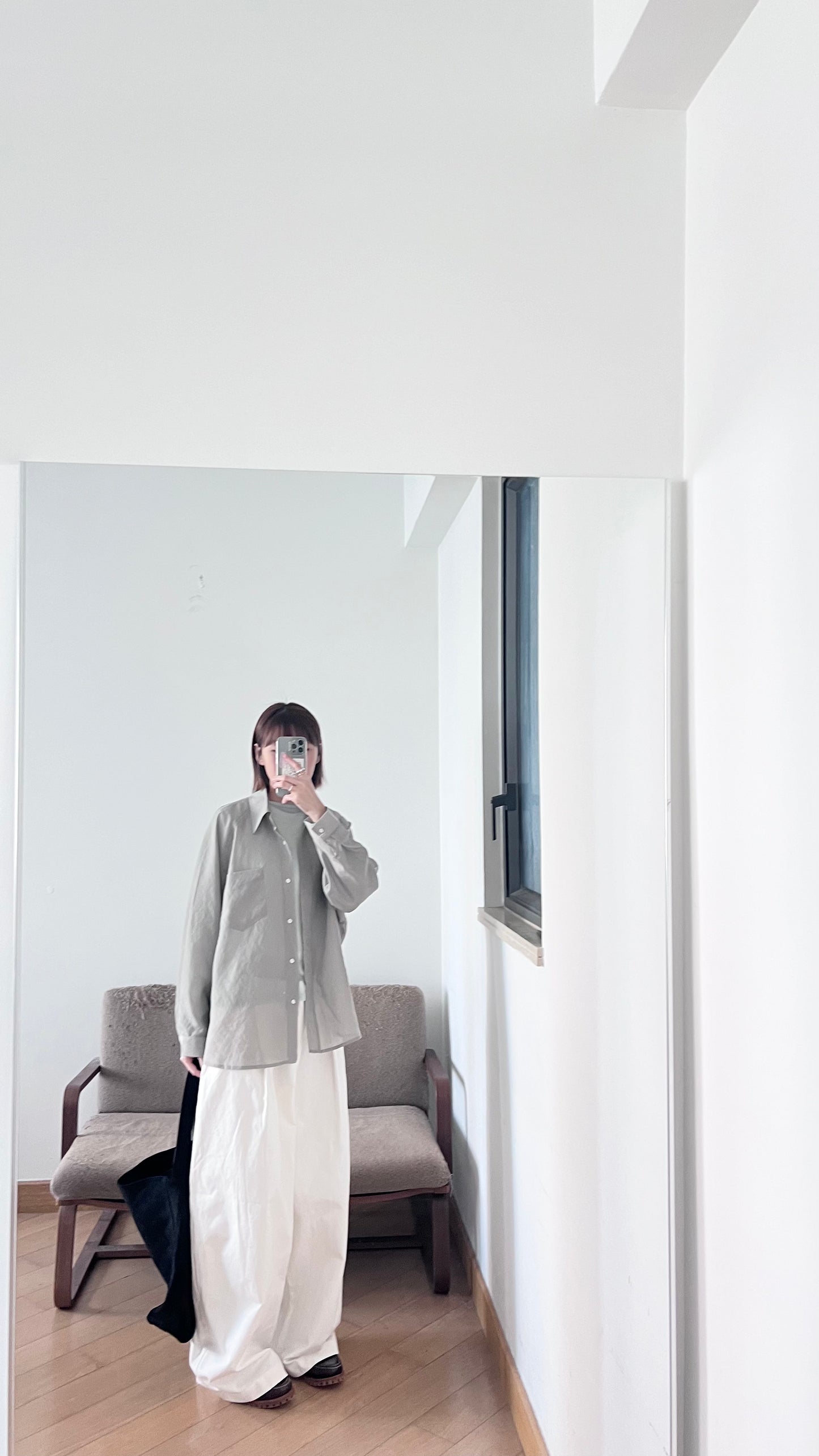 drape shirt jacket in taupe grey (pre-order)