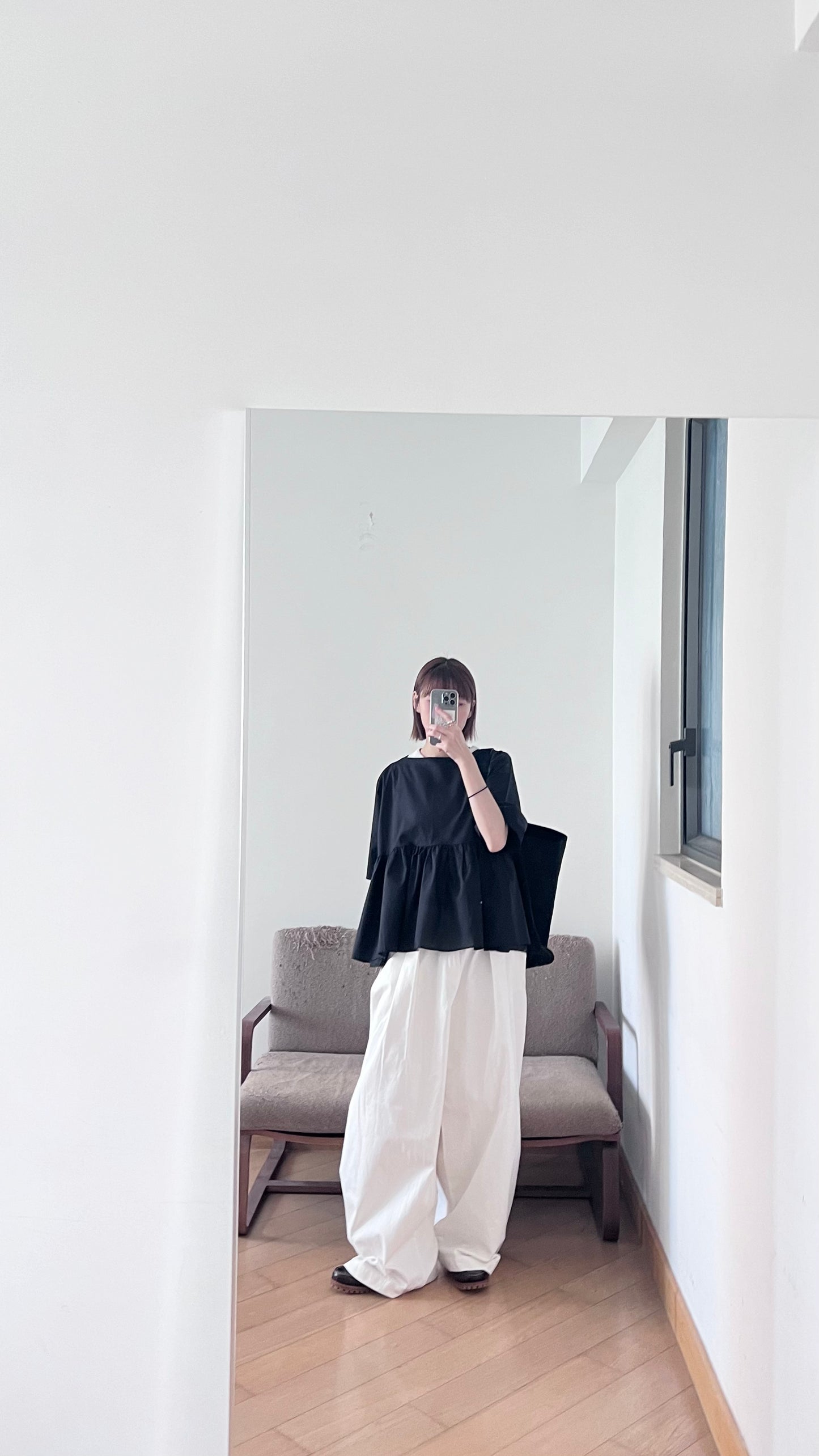 cocoon pleat trousers in white (pre-order)