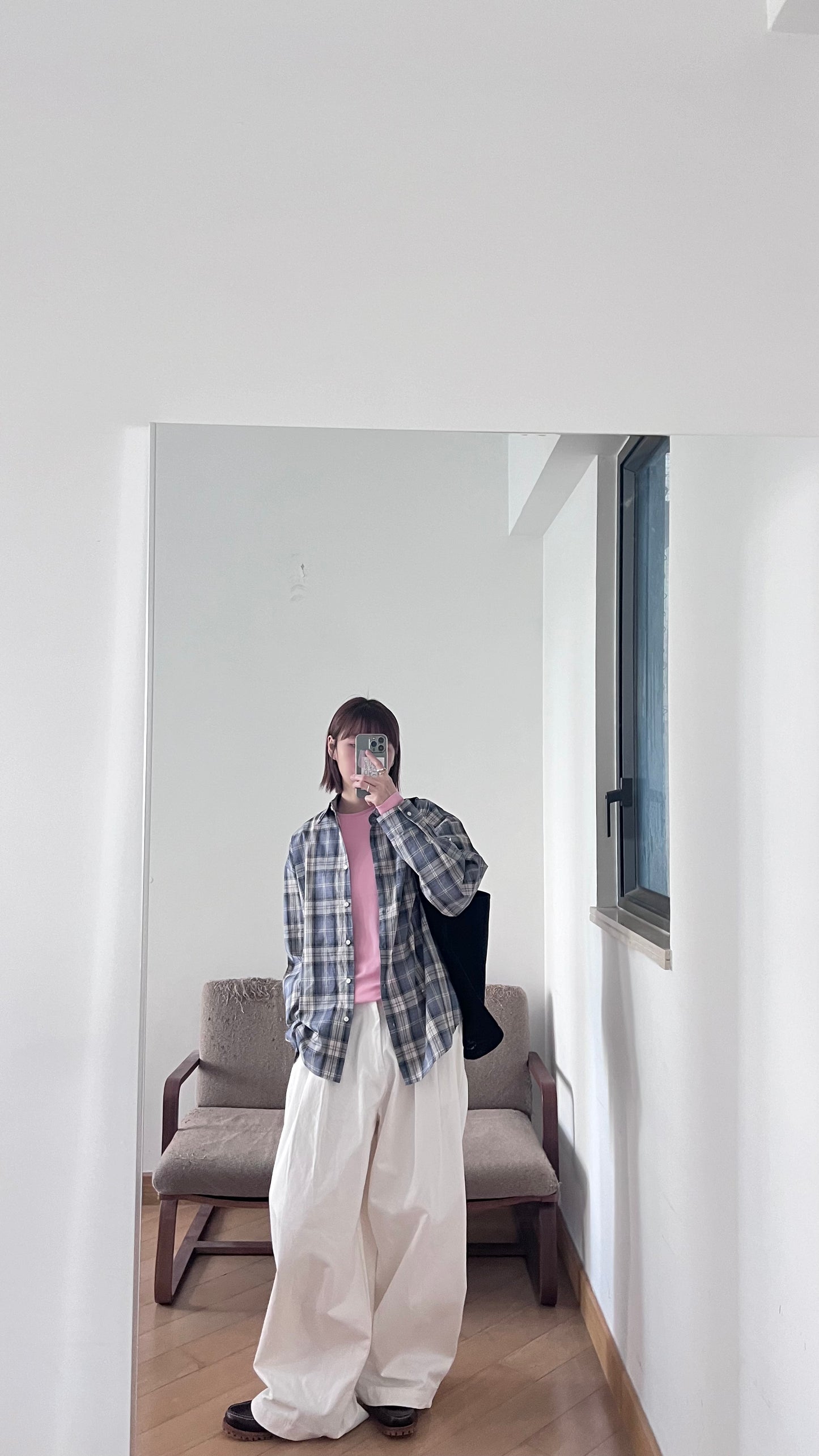 refined check shirt in light glaucous (pre-order)