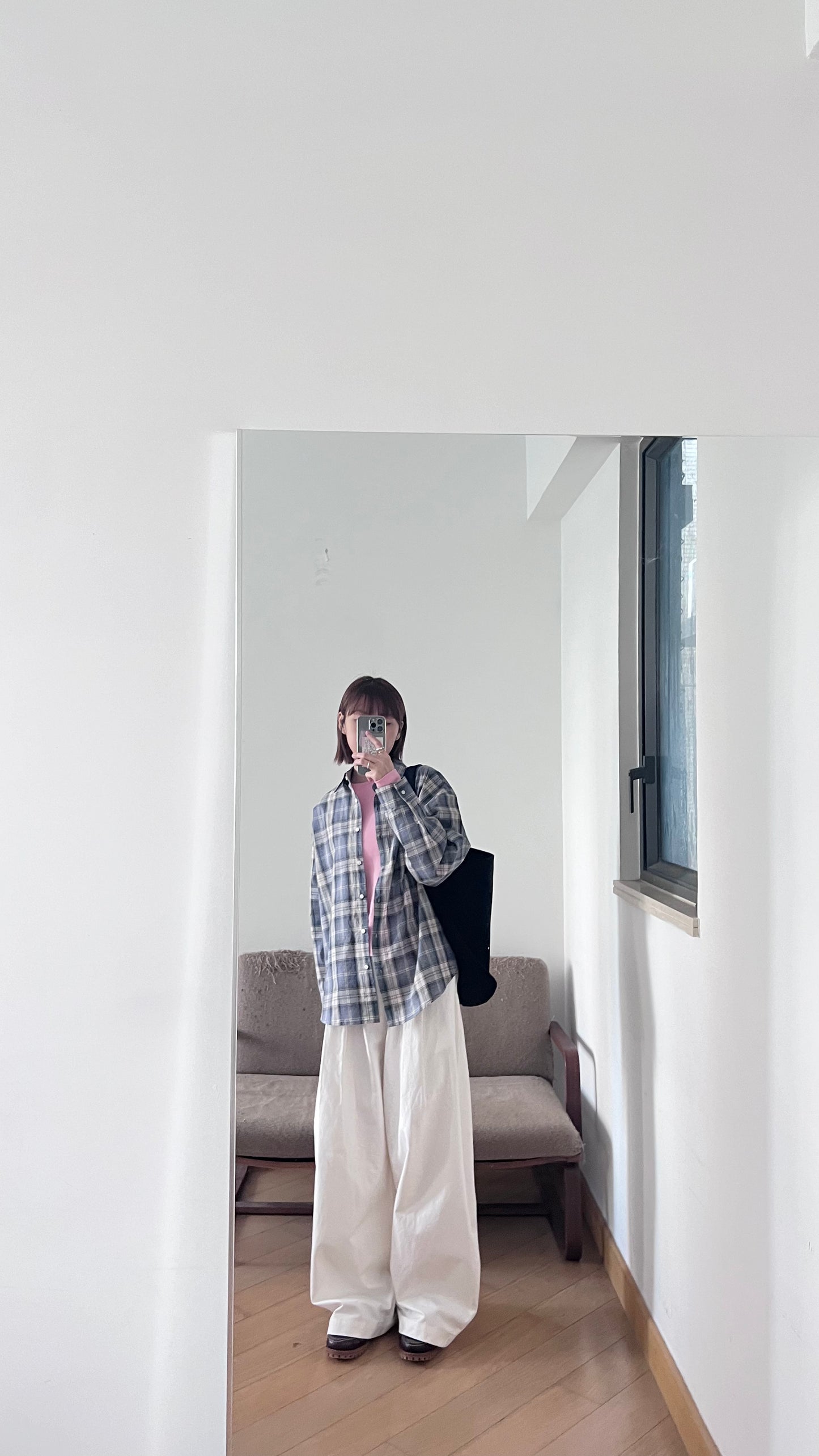 refined check shirt in light glaucous (pre-order)