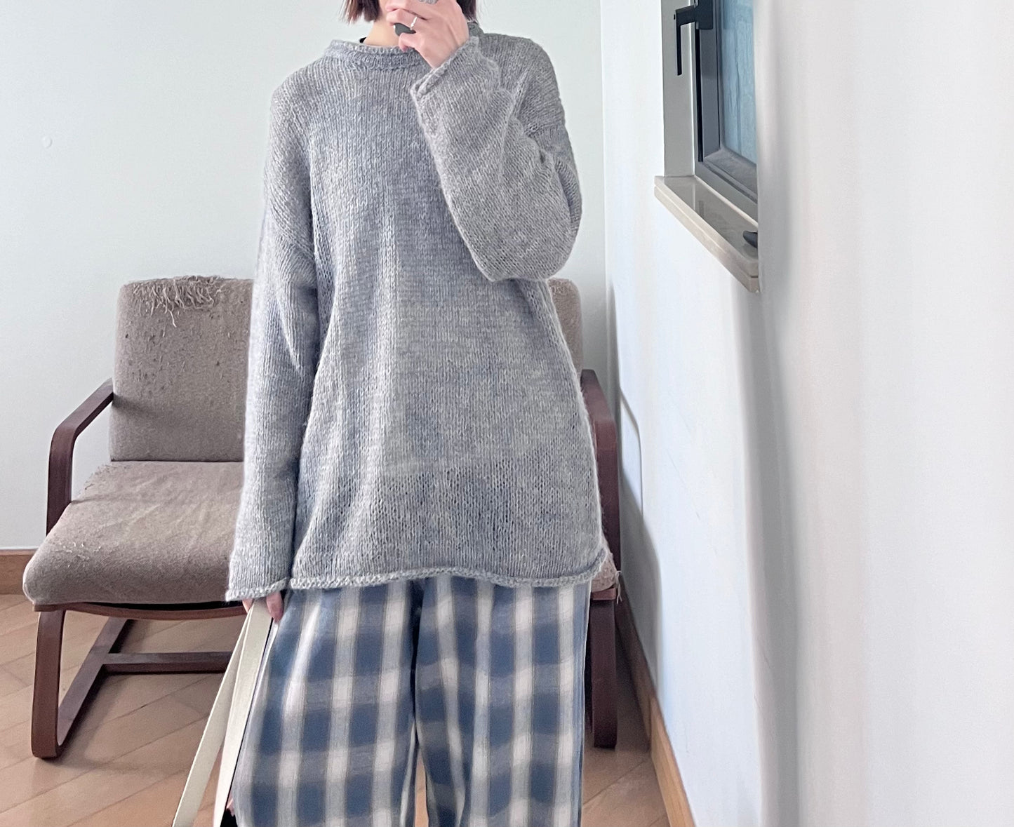 plaid lounge trousers in navy (pre-order)