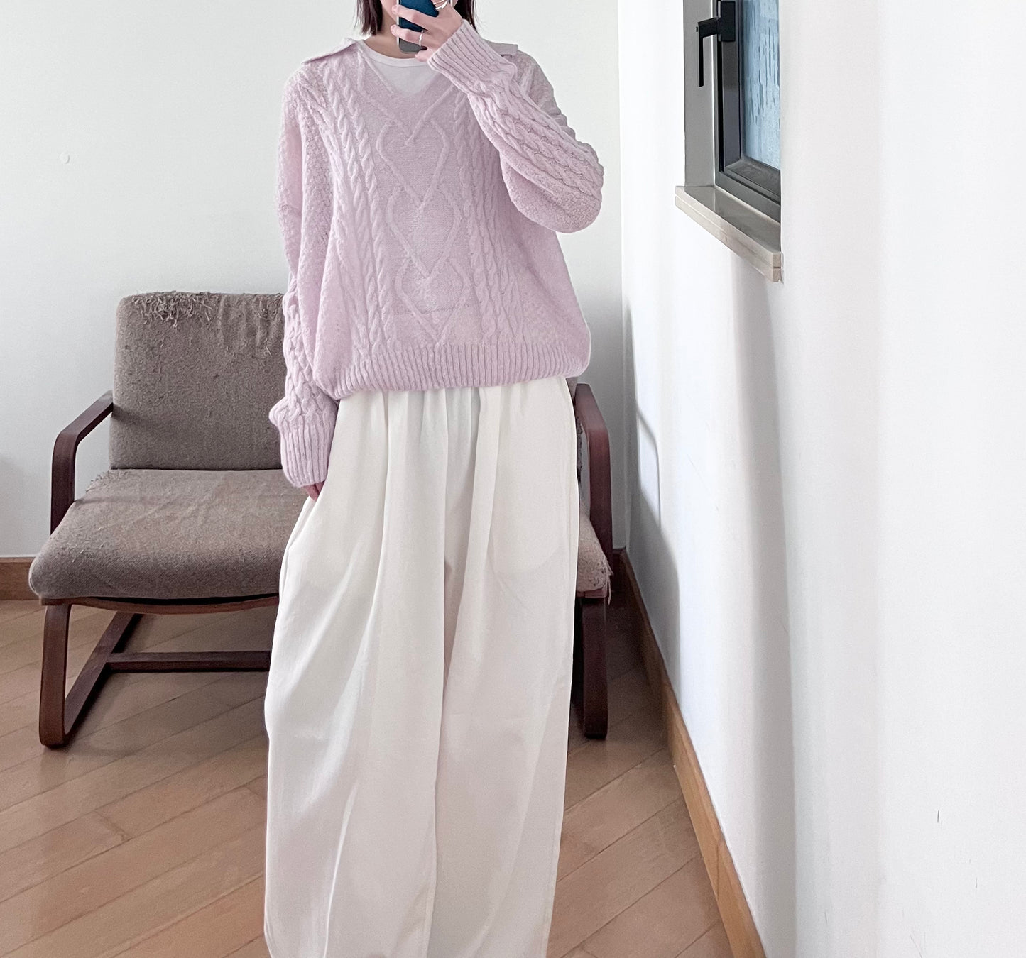 baggy cotton pants in white