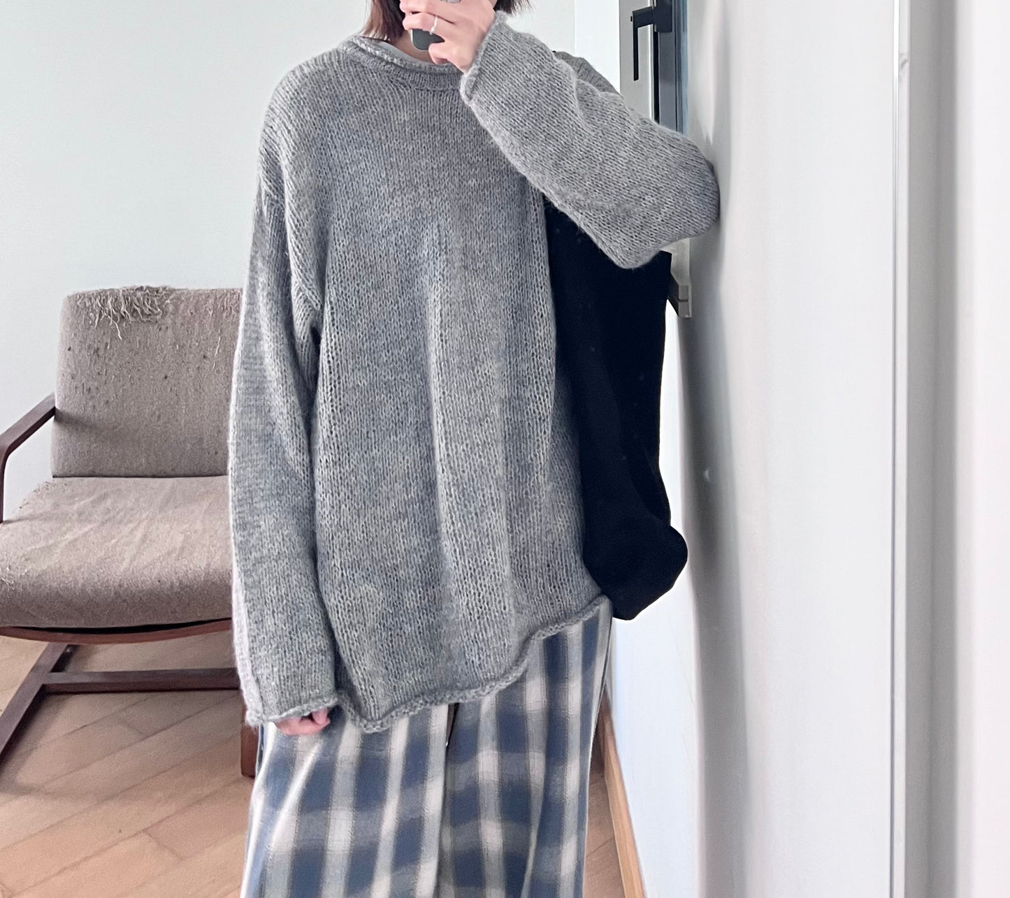 plaid lounge trousers in navy (pre-order)