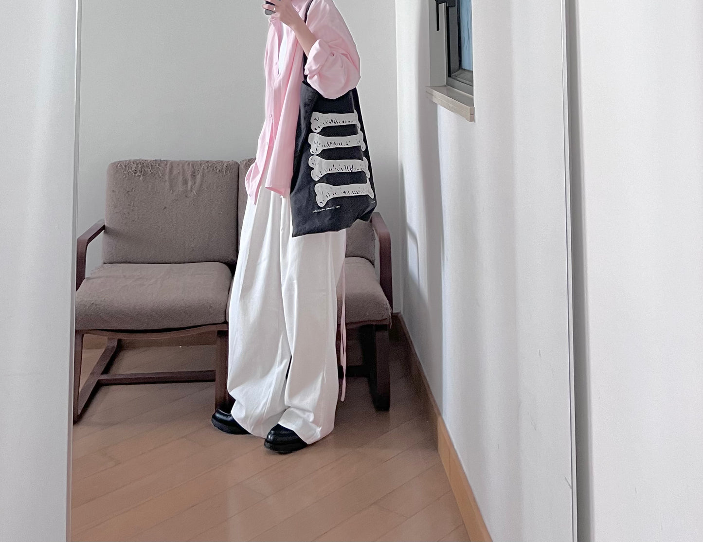 baggy cotton pants in white