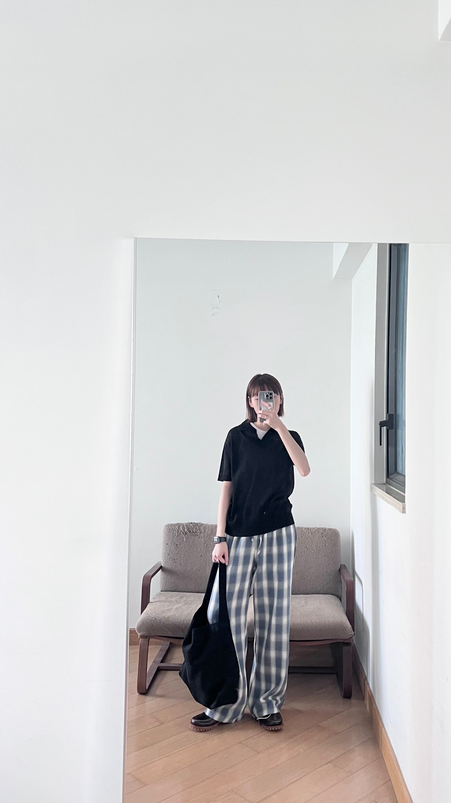 sheer v-neck shirt in black (pre-order)