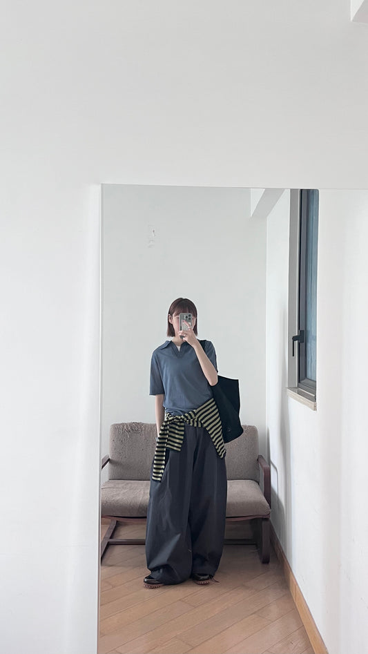 sheer v-neck shirt in tyrian blue (pre-order)