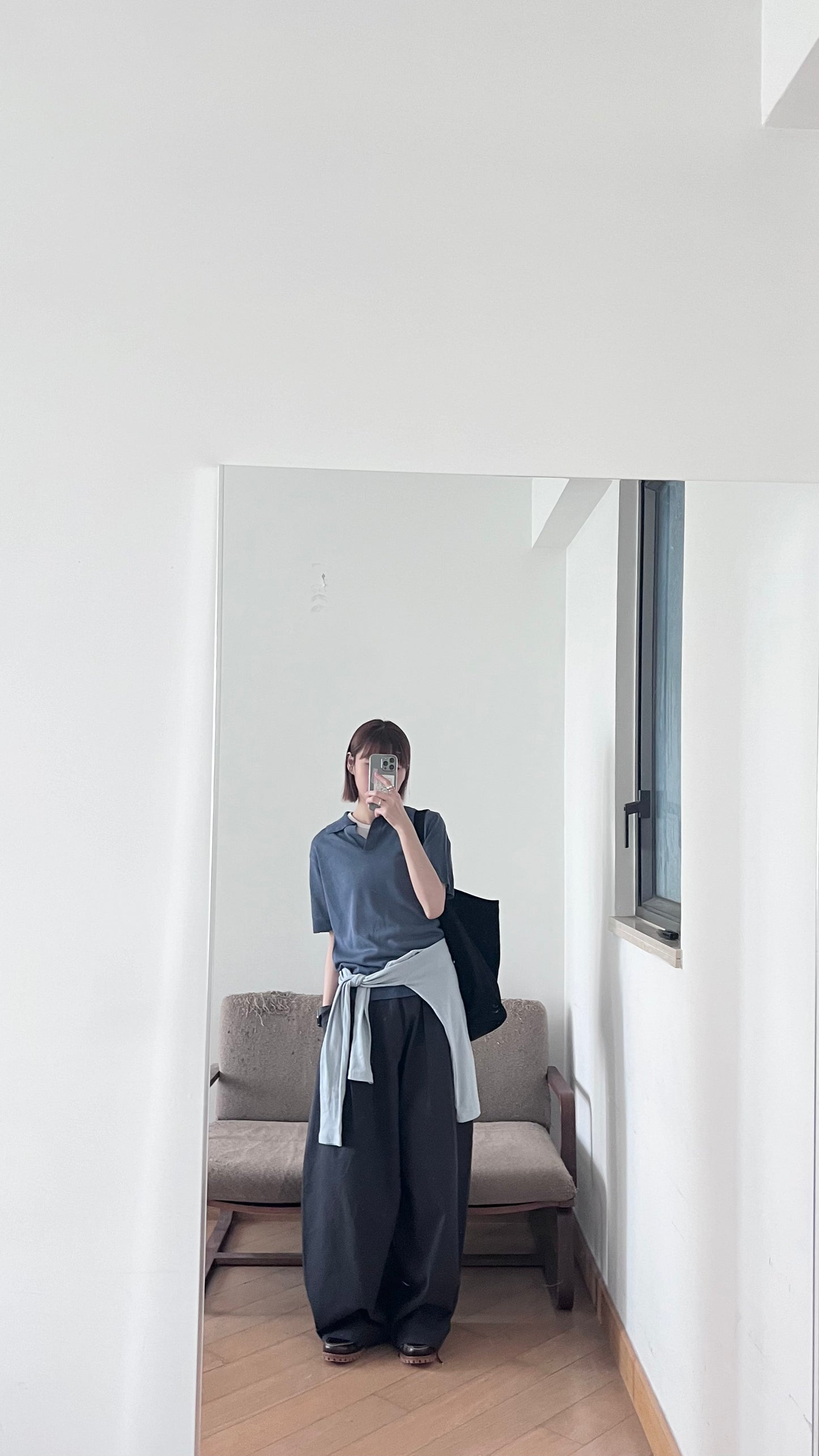 sheer v-neck shirt in tyrian blue (pre-order)