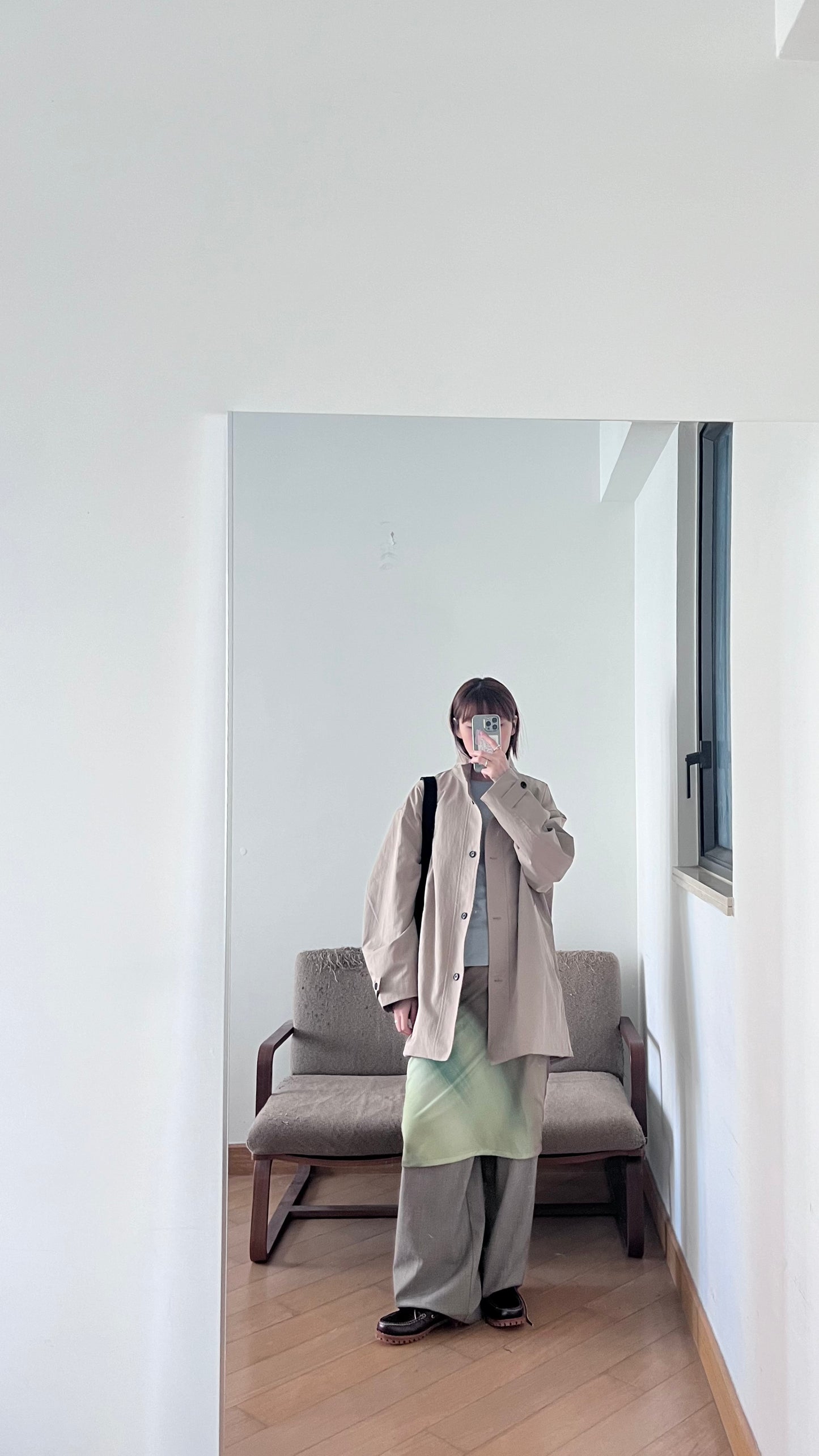 tailored collar coat in beige (pre-order)