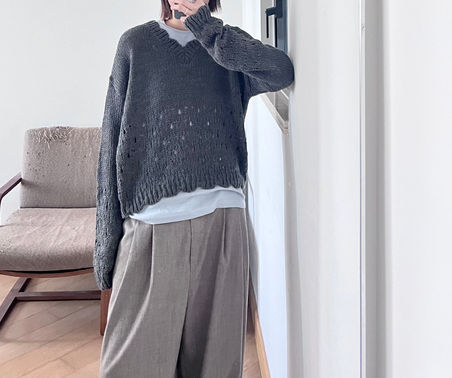 retro floral lace knit in charcoal (pre-order)