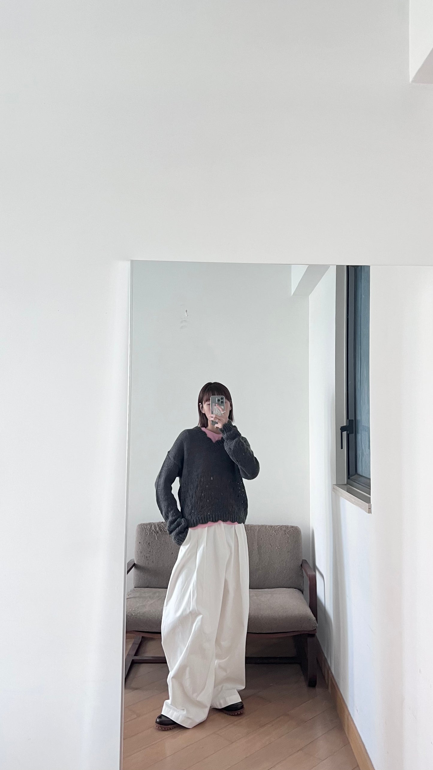 cocoon pleat trousers in white (pre-order)