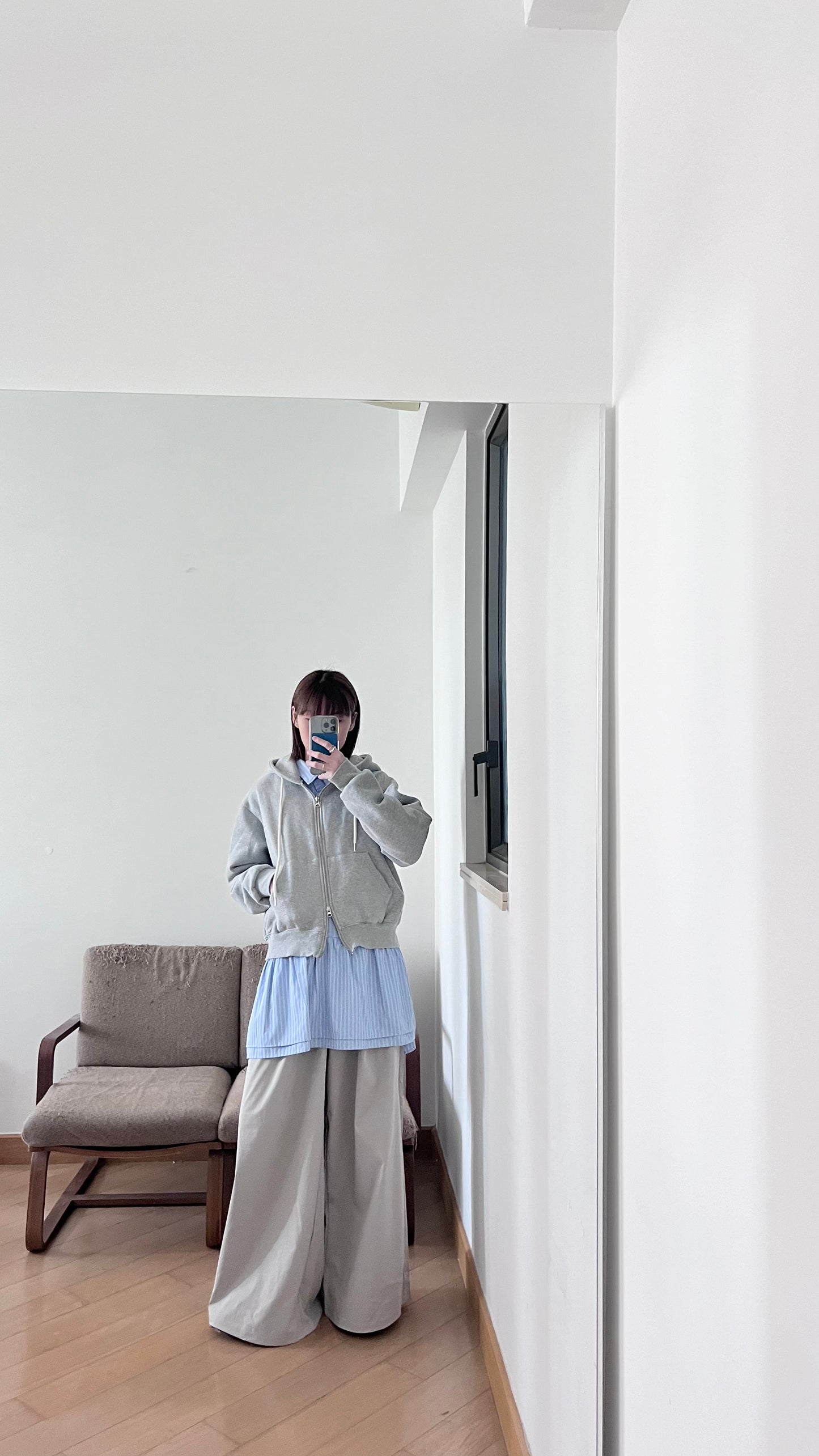 striped shirt dress-top in baby-blue (pre-order)