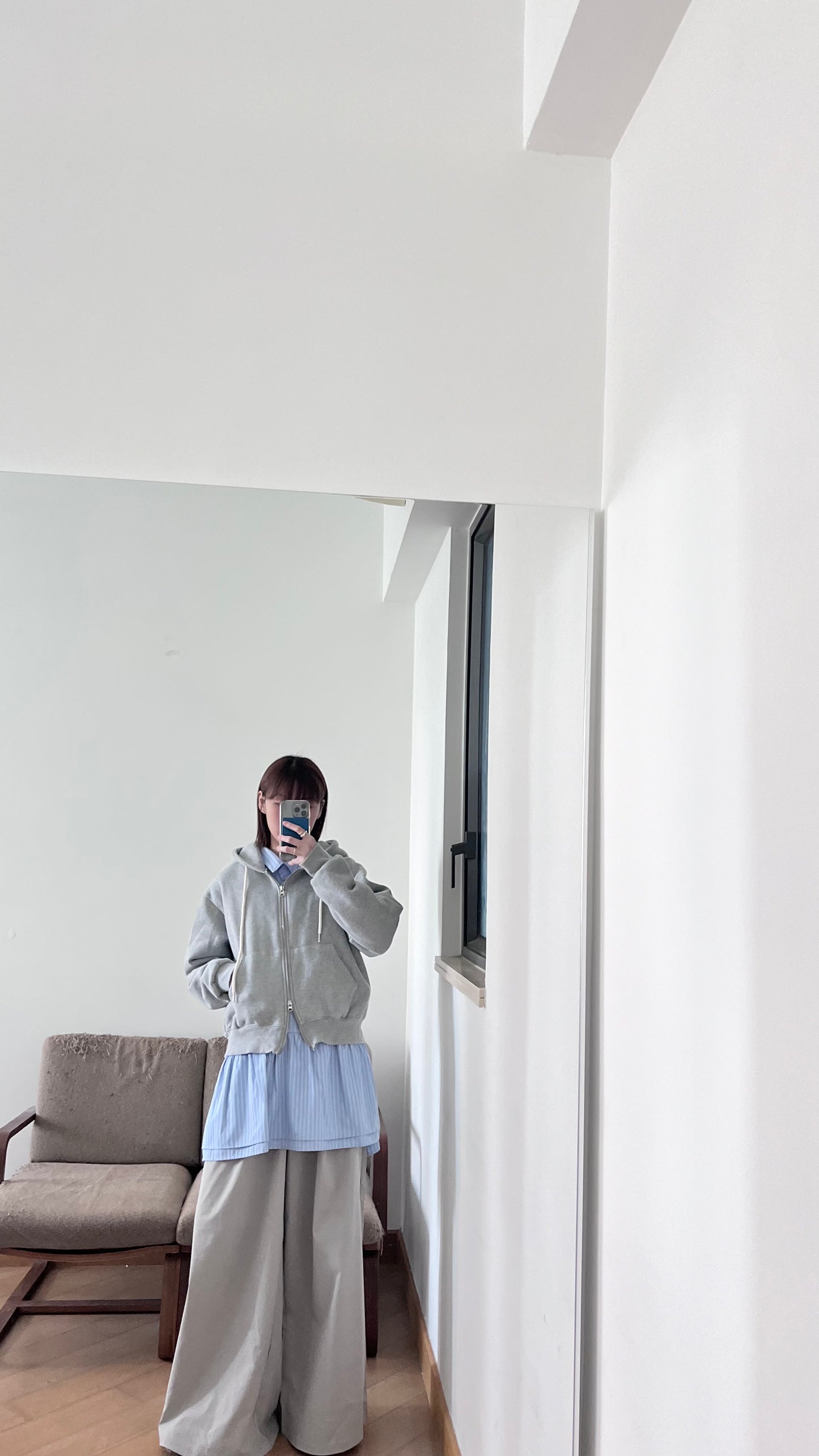 striped shirt dress-top in baby-blue (pre-order)