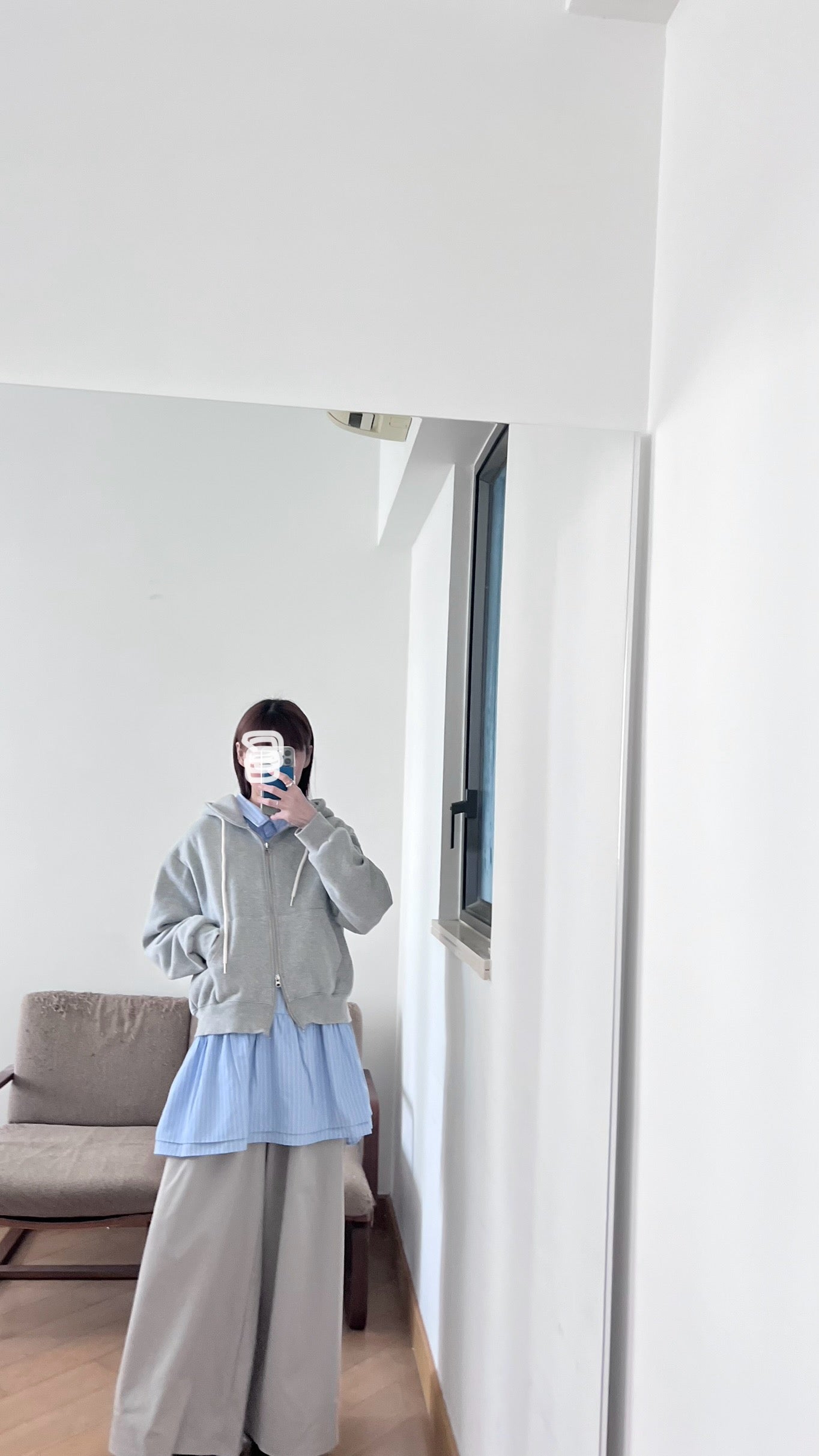 striped shirt dress-top in baby-blue (pre-order)