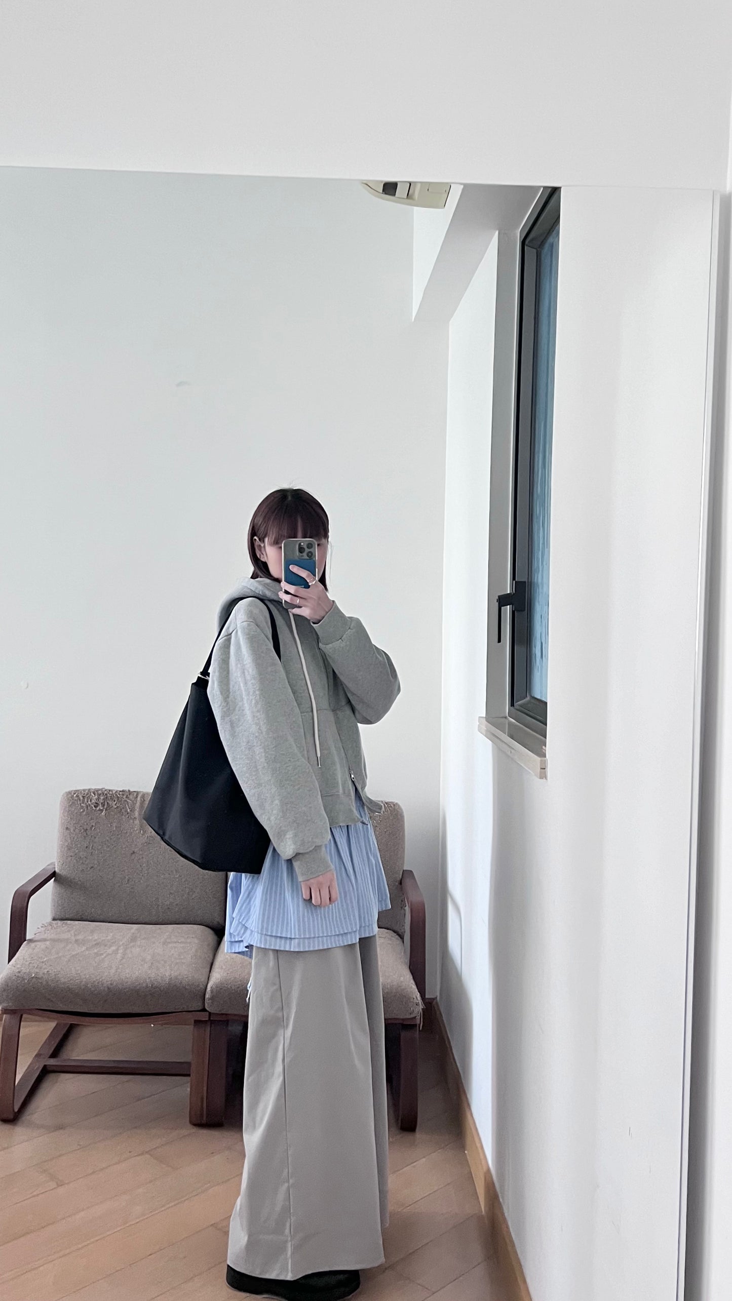 striped shirt dress-top in baby-blue (pre-order)