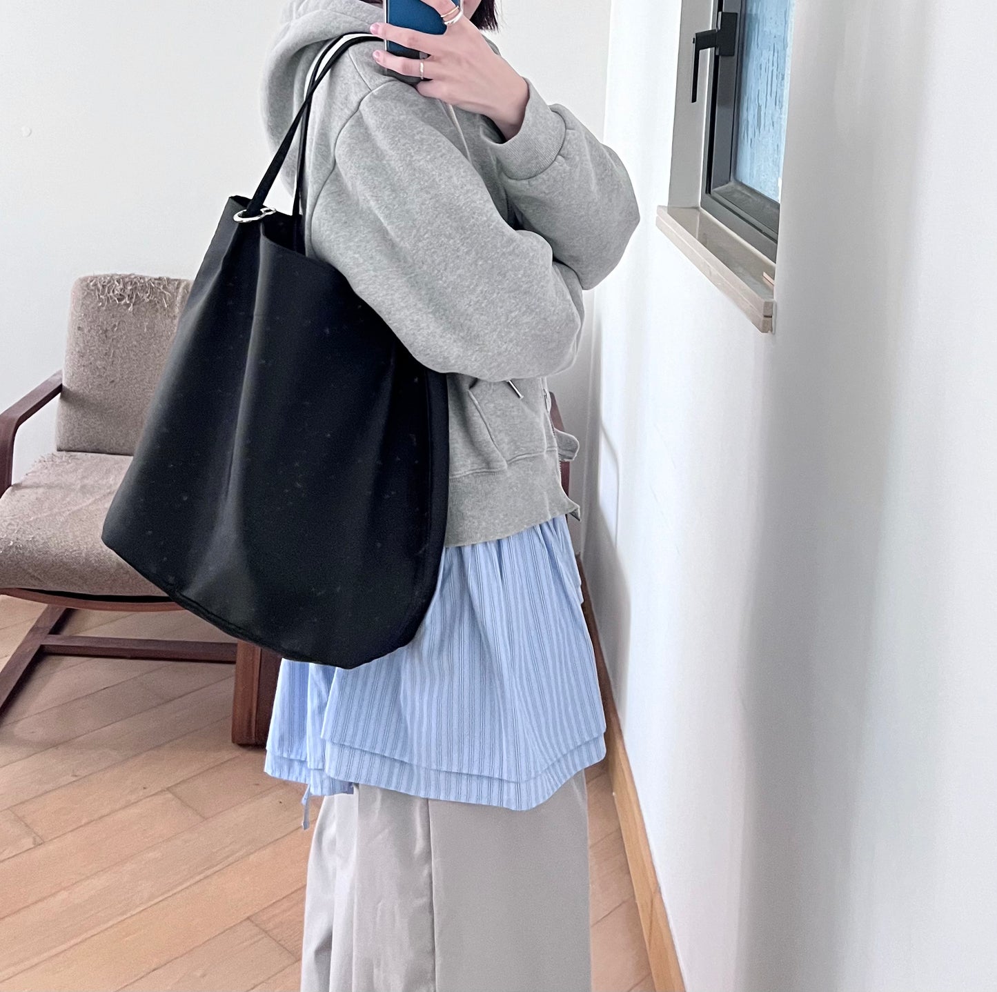 striped shirt dress-top in baby-blue (pre-order)