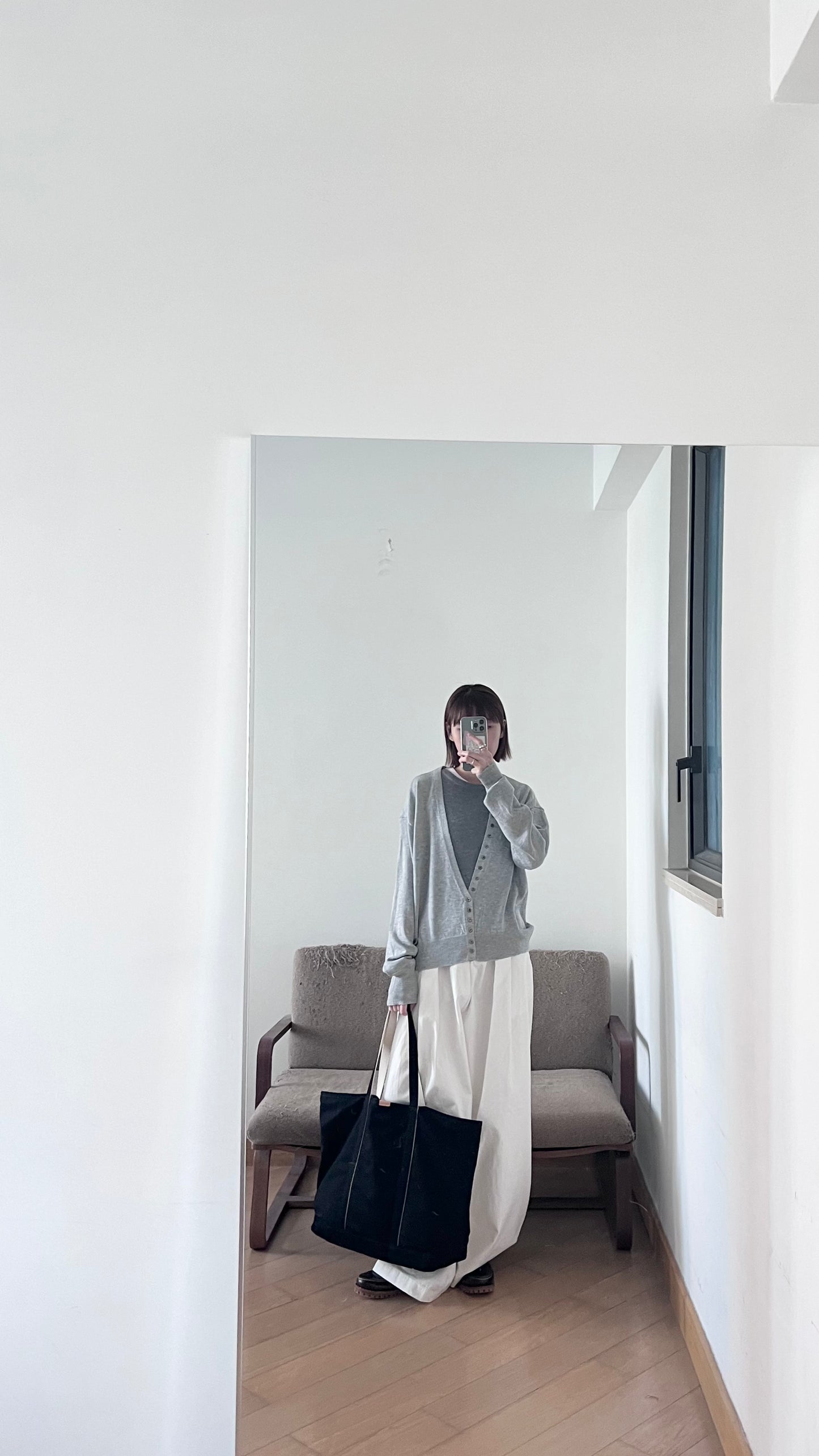 detail button cardigan in grey (pre-order)