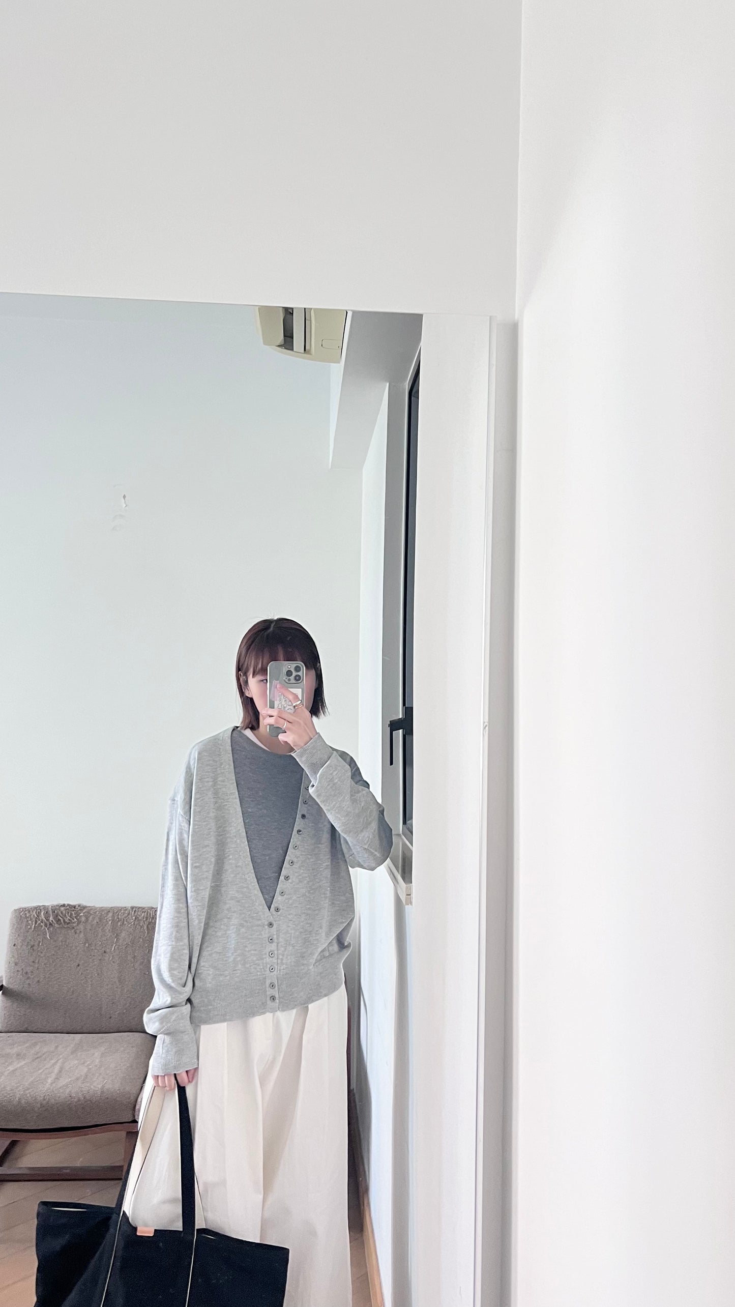 detail button cardigan in grey (pre-order)