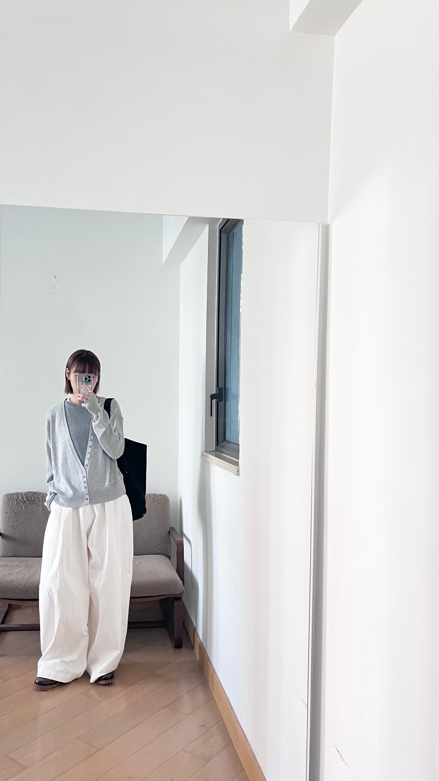 detail button cardigan in grey (pre-order)