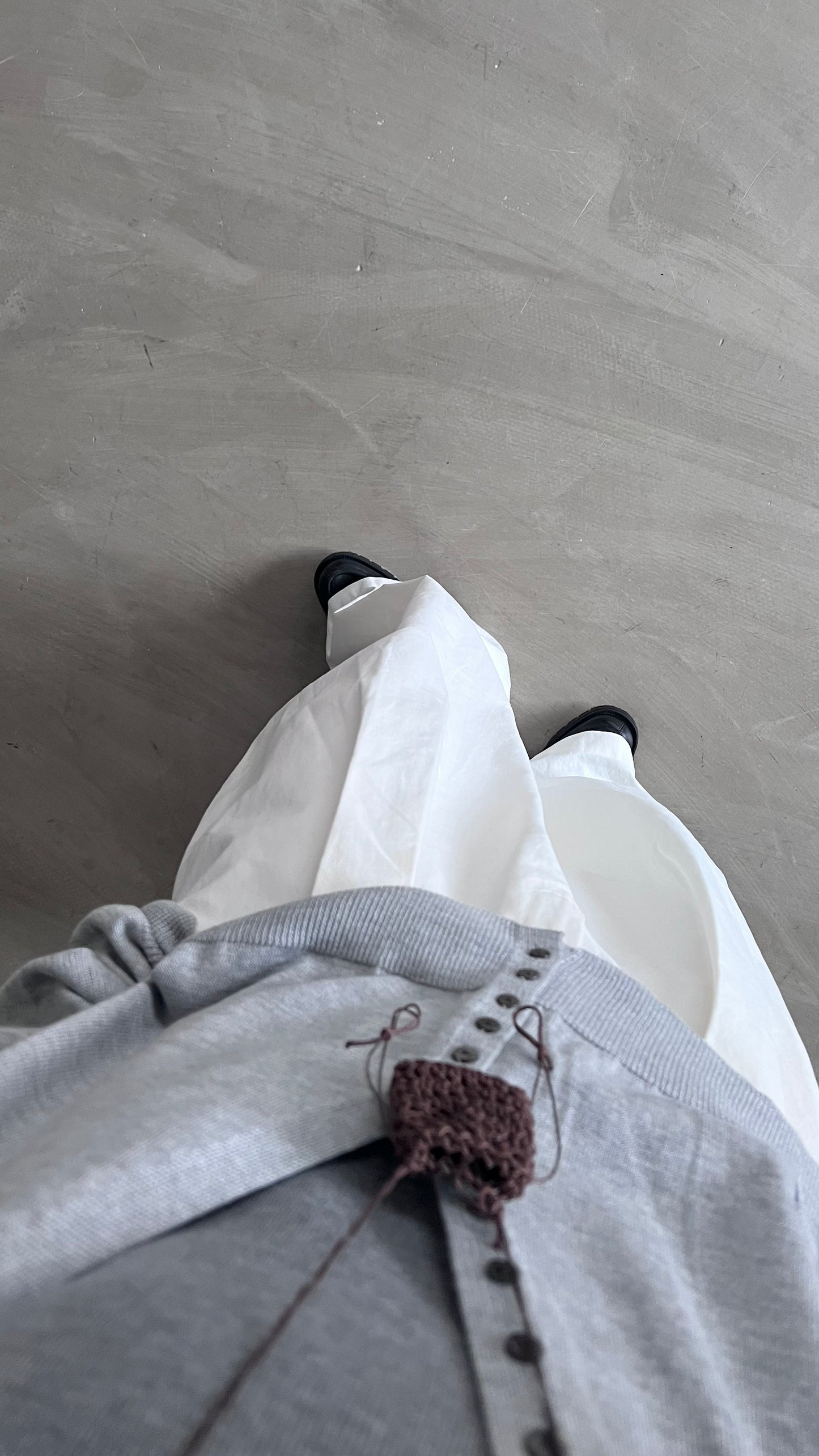 detail button cardigan in grey (pre-order)