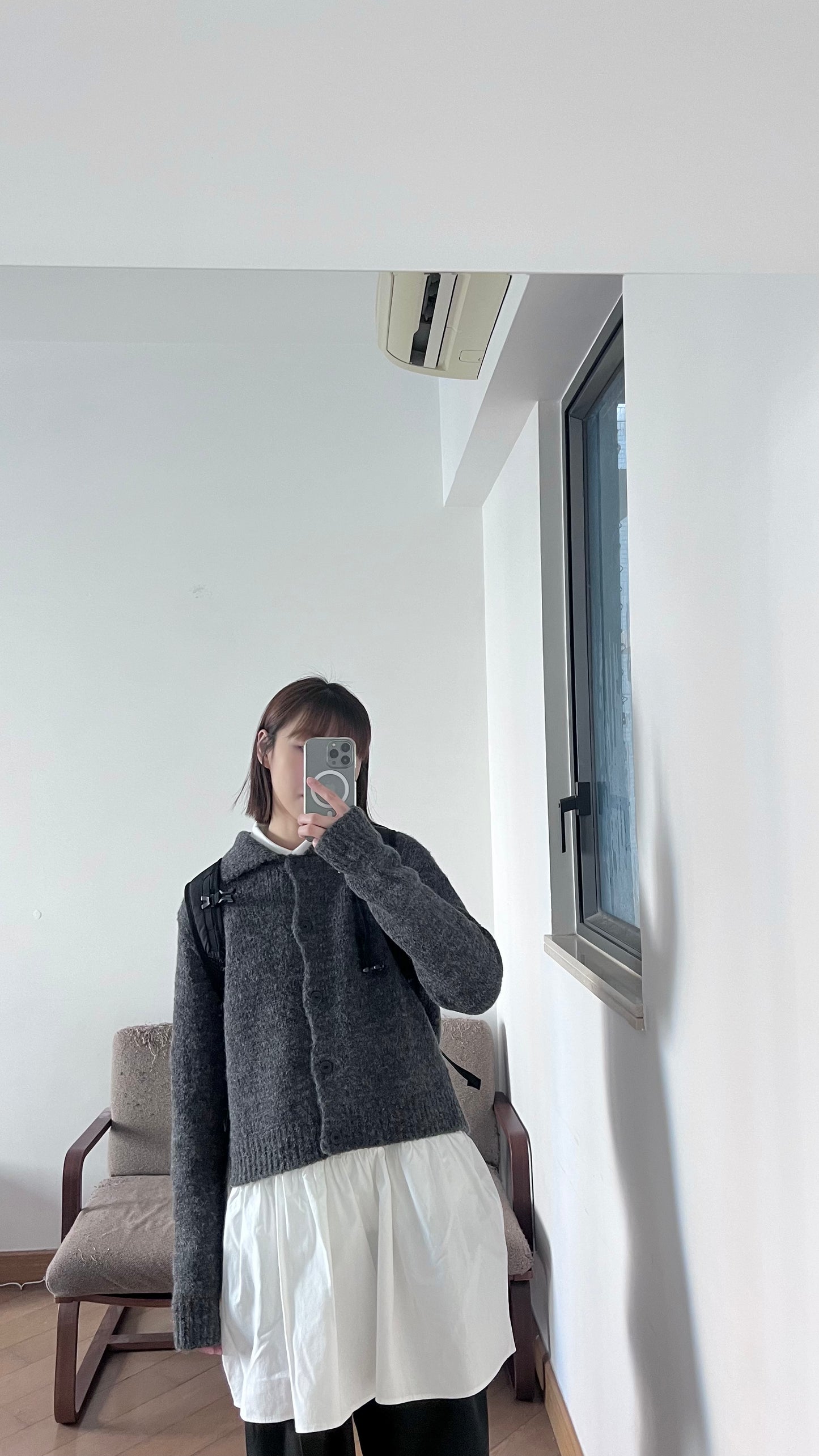knitted shirt jacket in dark grey ( pre-order )