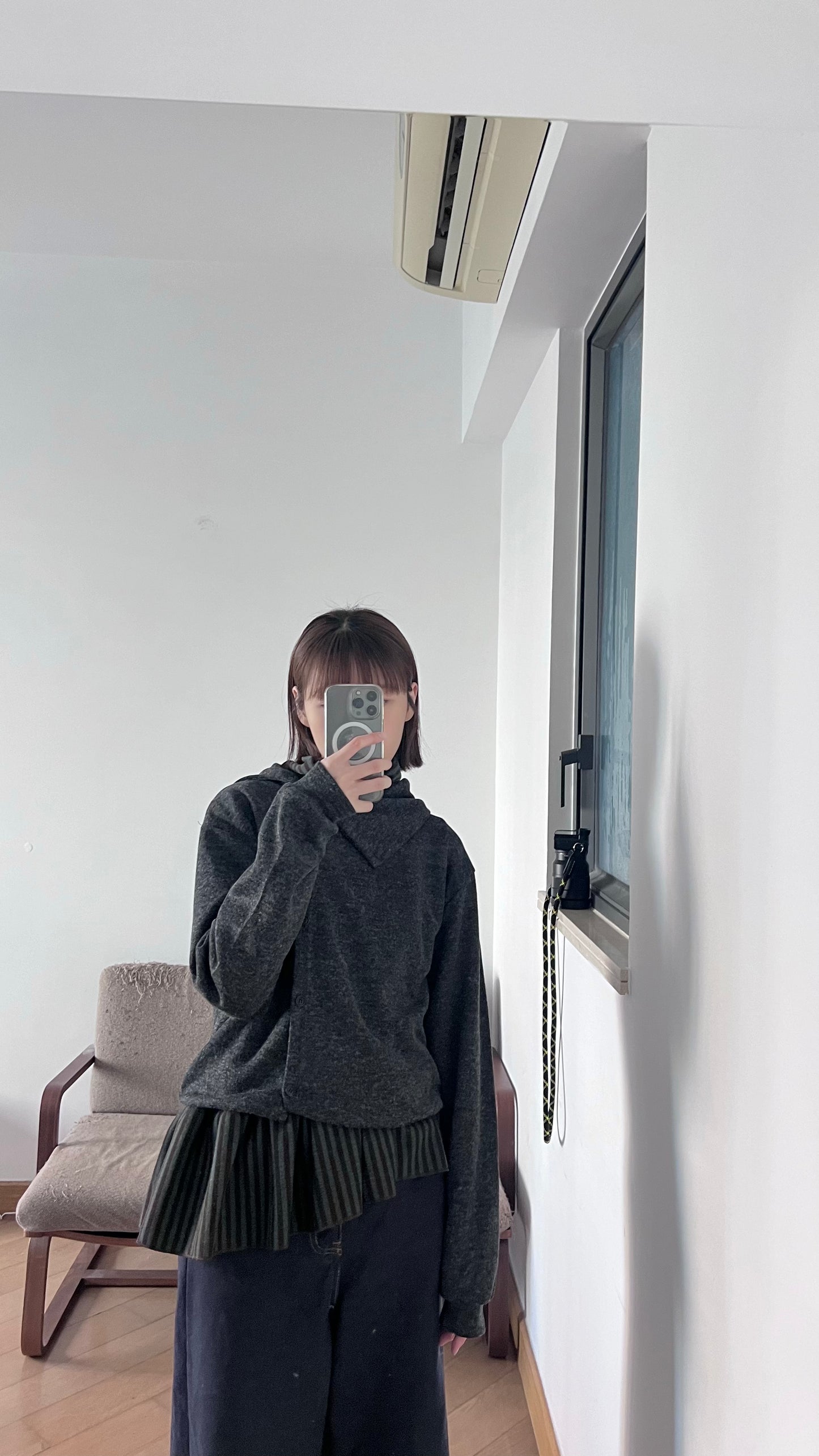 irregular cardigan in dark grey