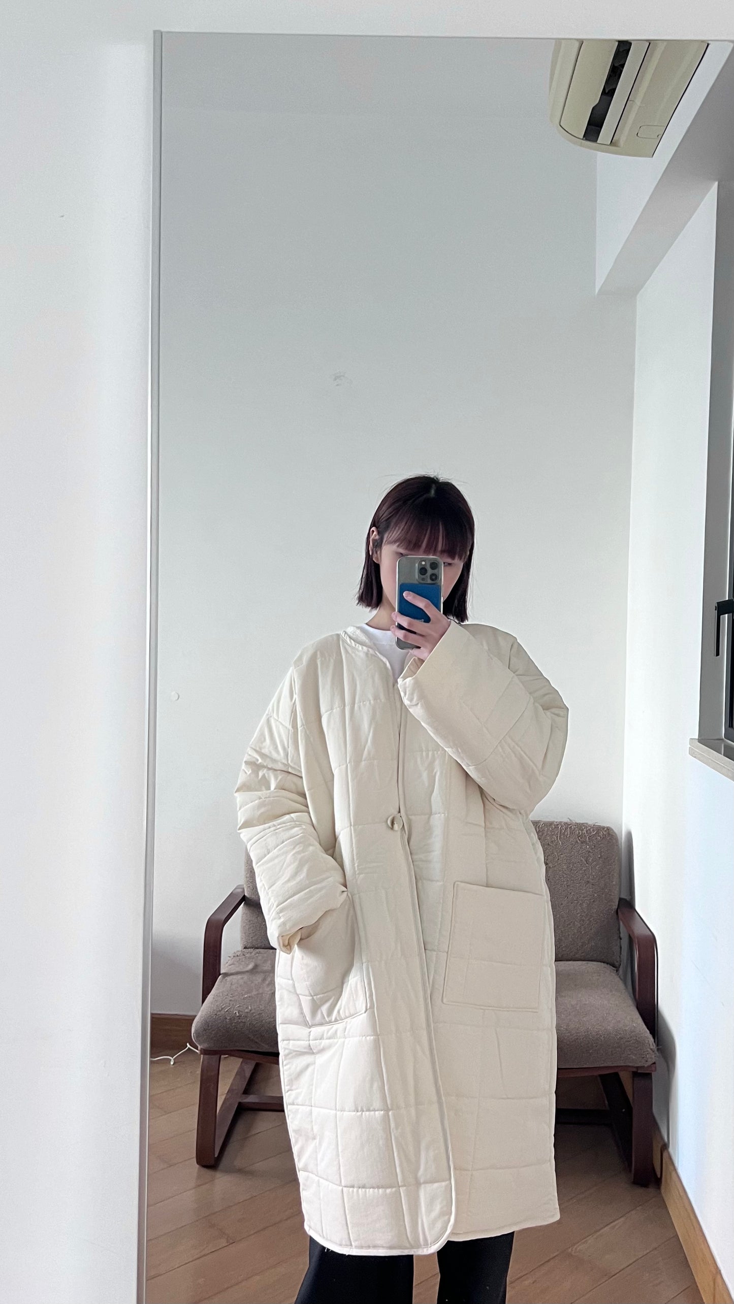 bubble padded coat in ivory ( pre-order )