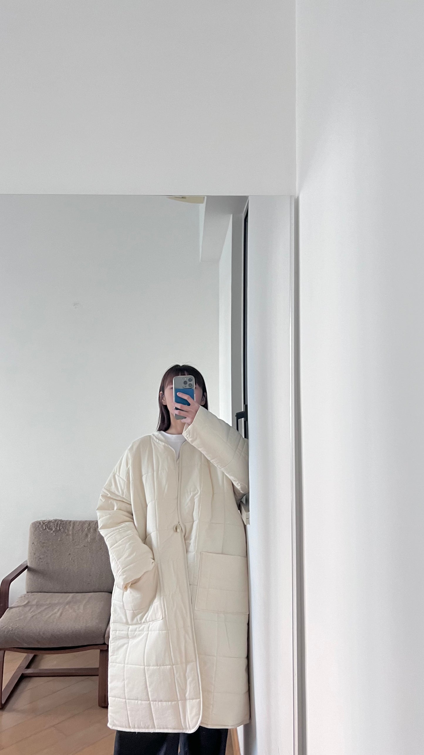 bubble padded coat in ivory ( pre-order )