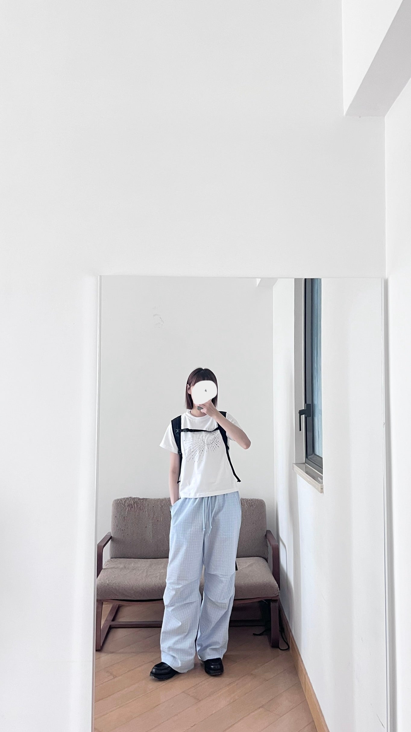 toi checked pants in baby blue (flawed)
