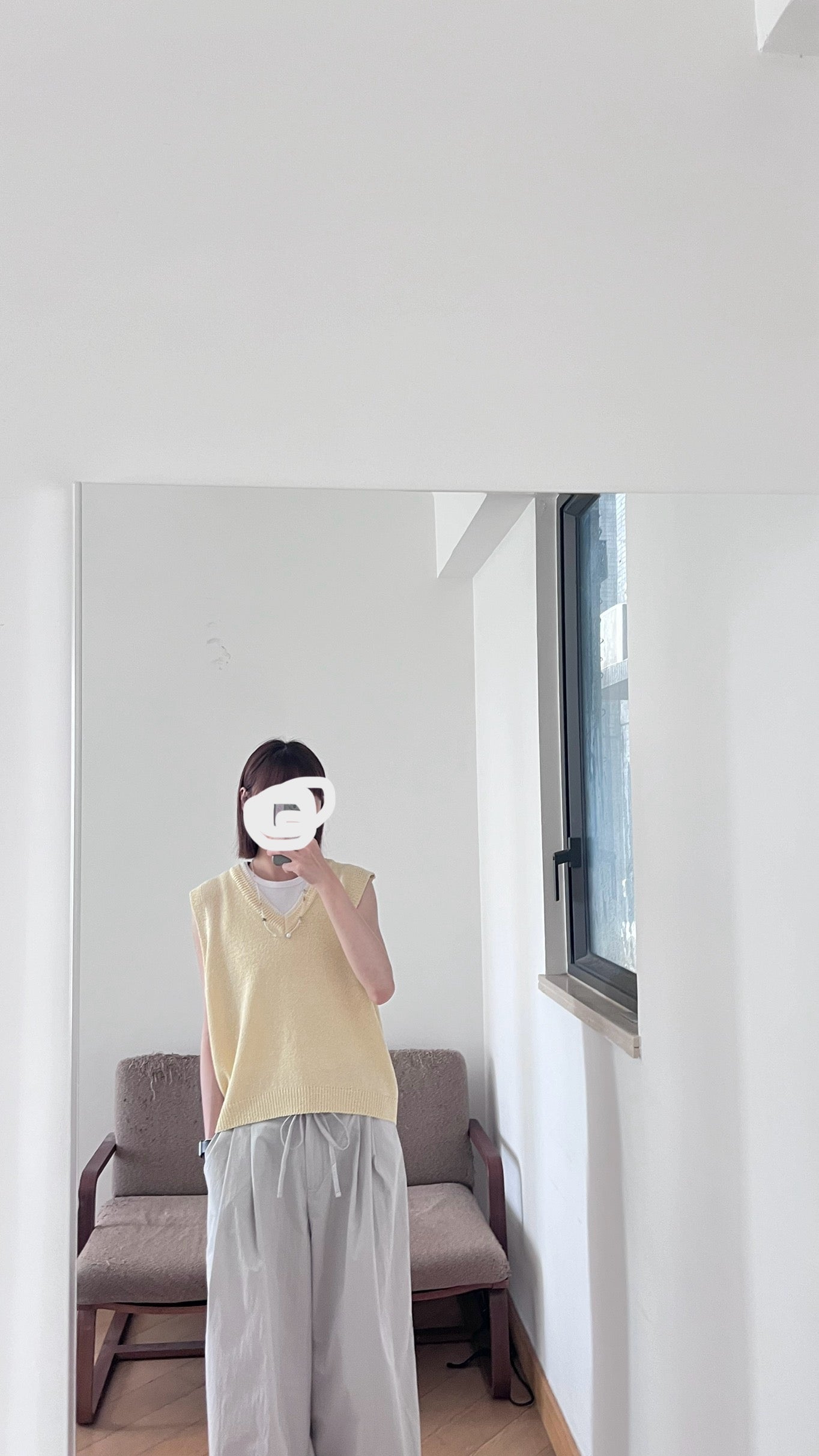 patchwork v-neck vest in lemon (pre-order)