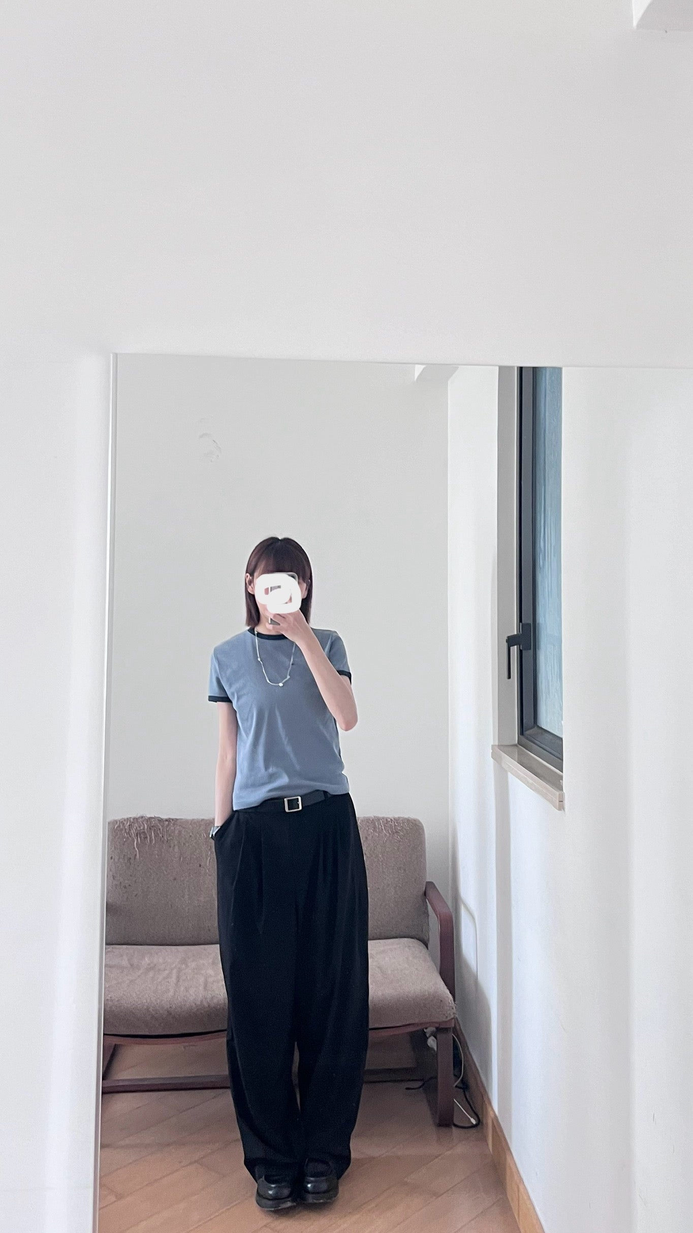 cleanline contrast tee in dusty blue (pre-order)