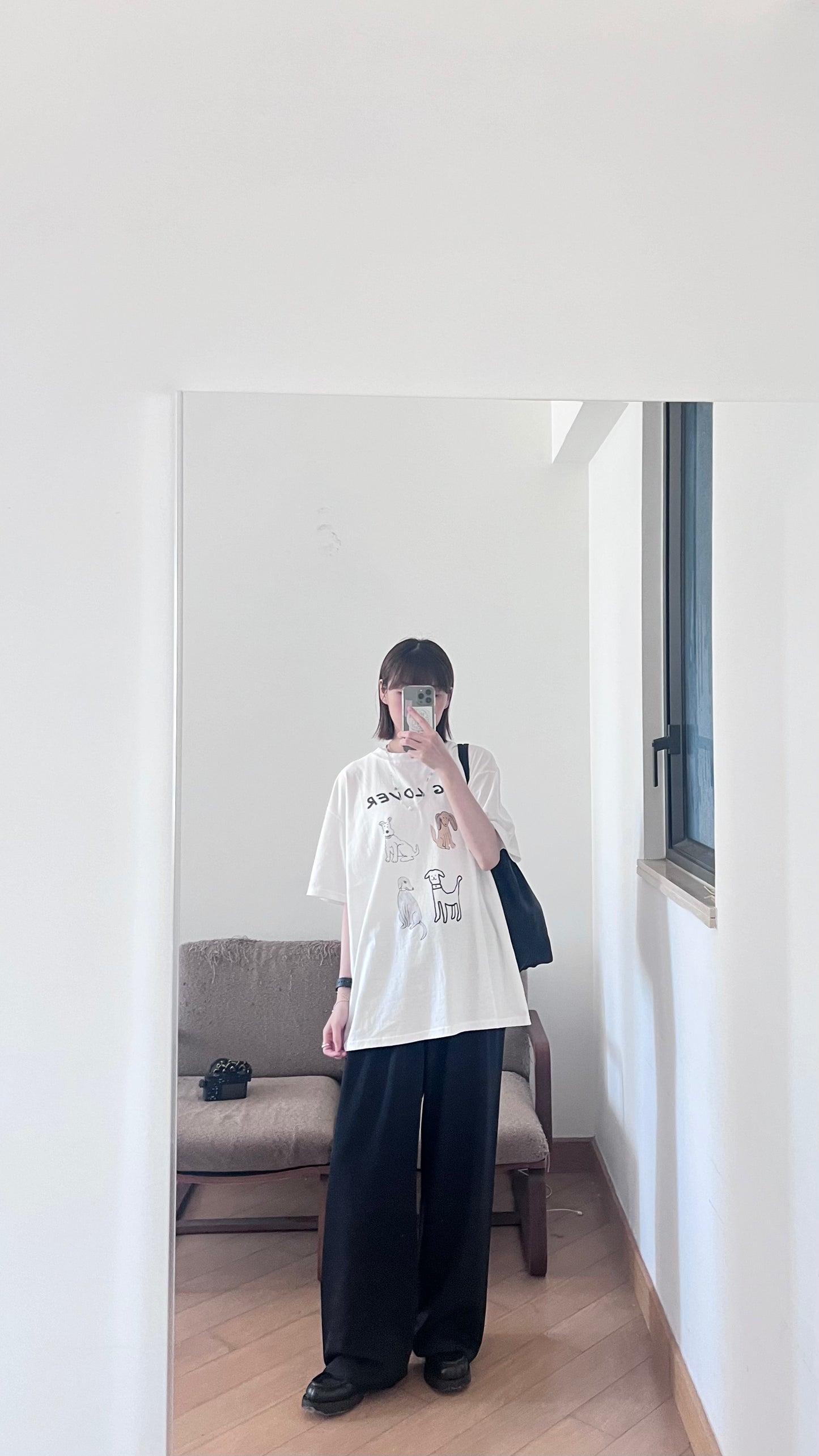 super cuteee doggy oversized tee in white (pre-order)