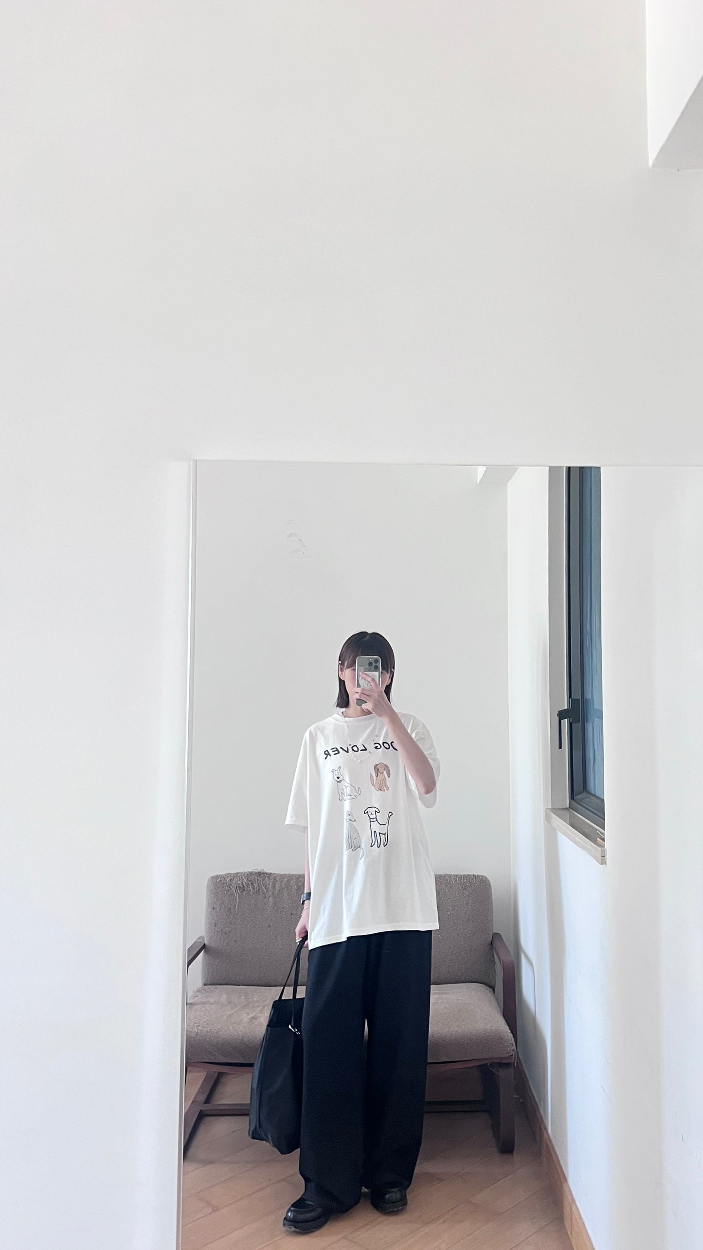 super cuteee doggy oversized tee in white (pre-order)