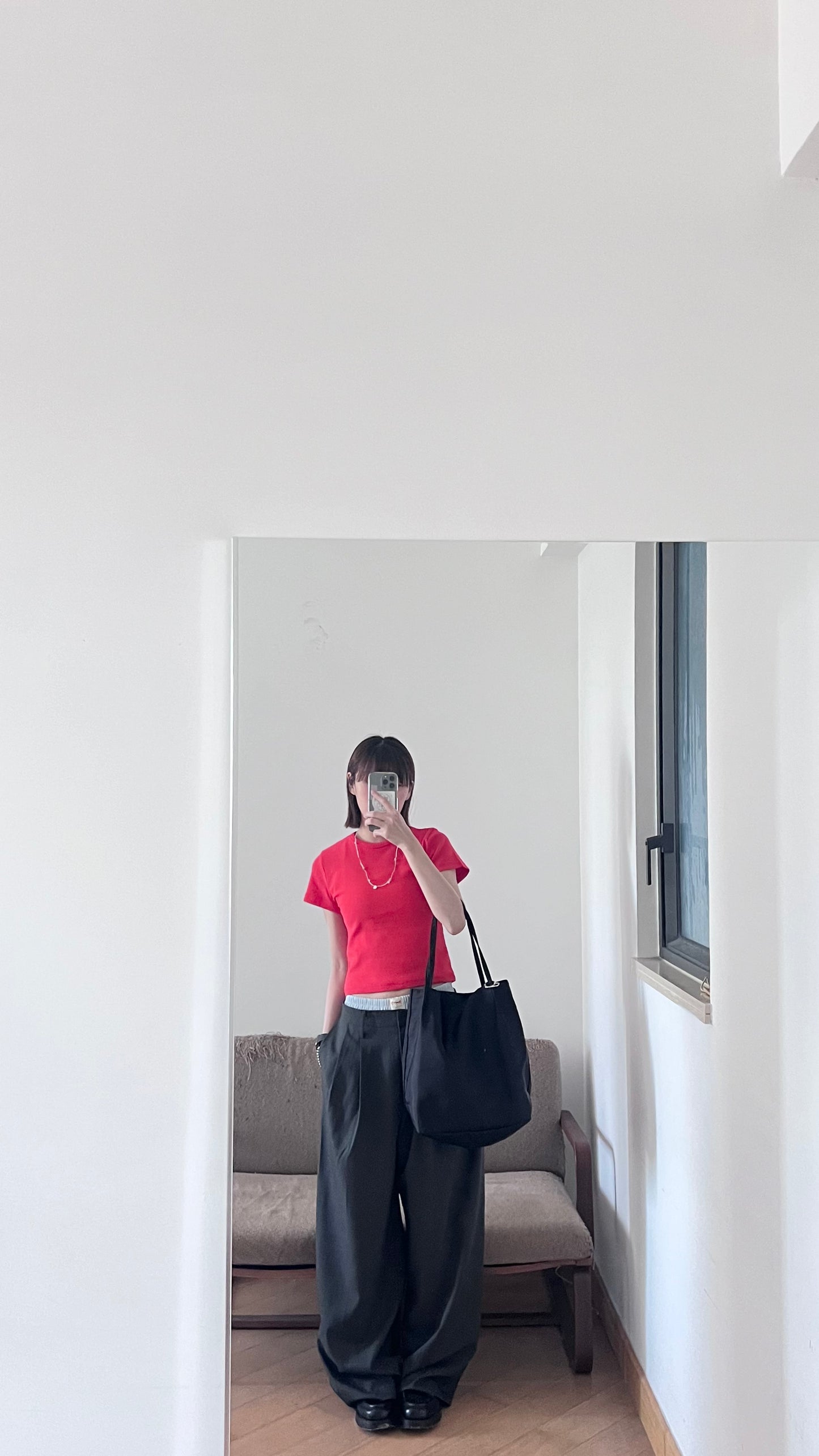 classic low-waisted wide pants in grey (pre-order)