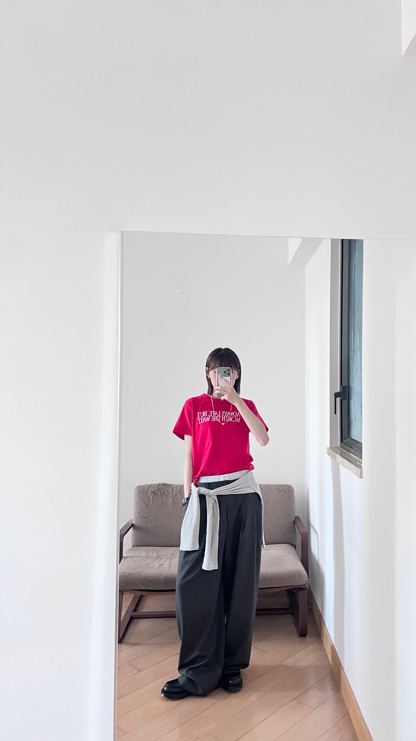 classic low-waisted wide pants in grey (pre-order)