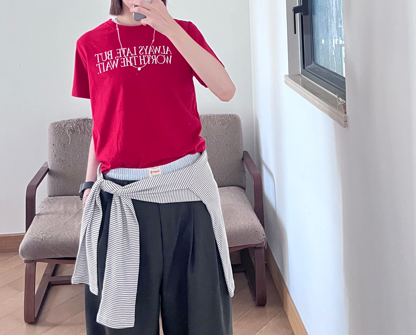classic low-waisted wide pants in grey (pre-order)