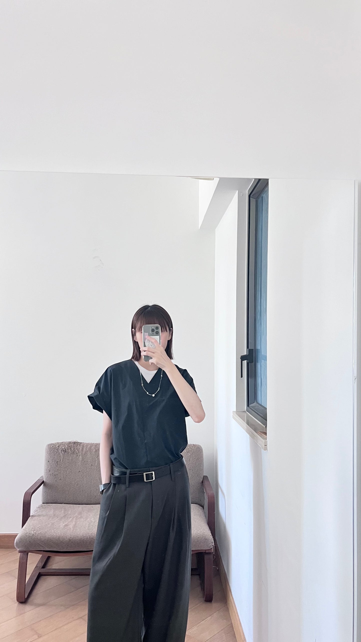 classic low-waisted wide pants in grey (pre-order)