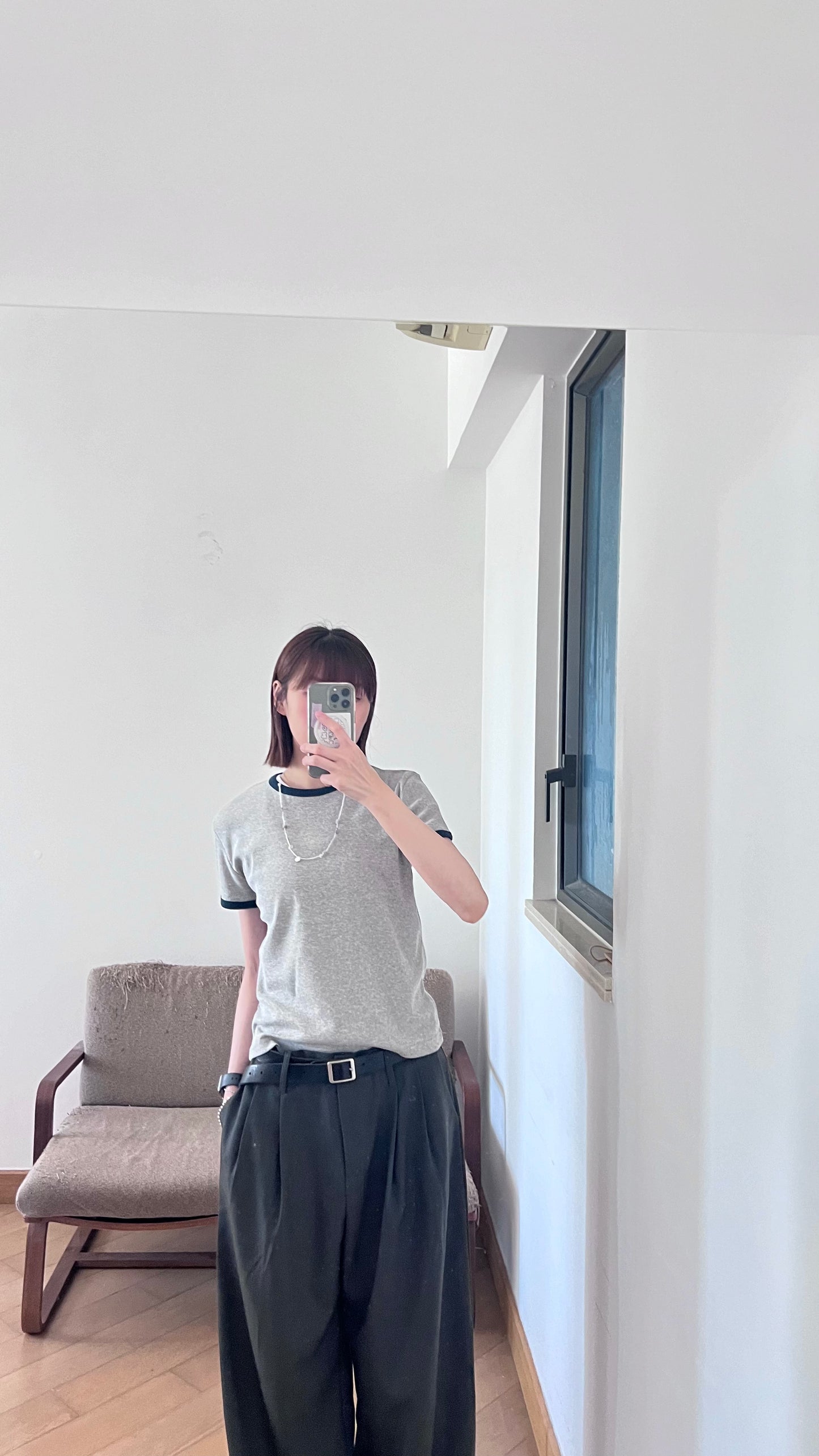 classic low-waisted wide pants in grey (pre-order)