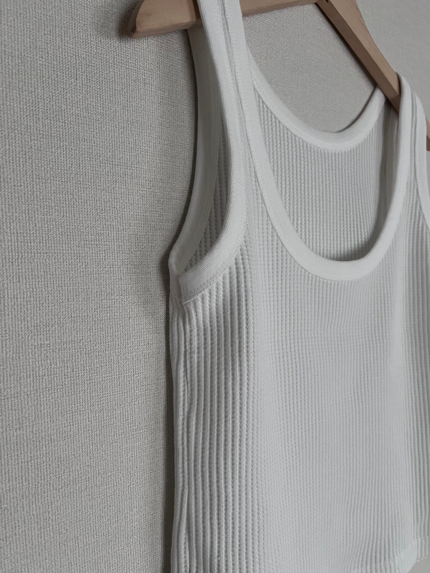 waffle tank top in white (pre-order)