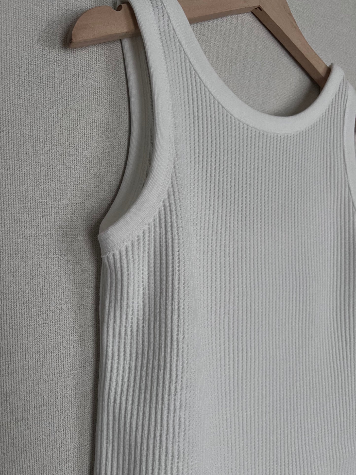 waffle tank top in white (pre-order)