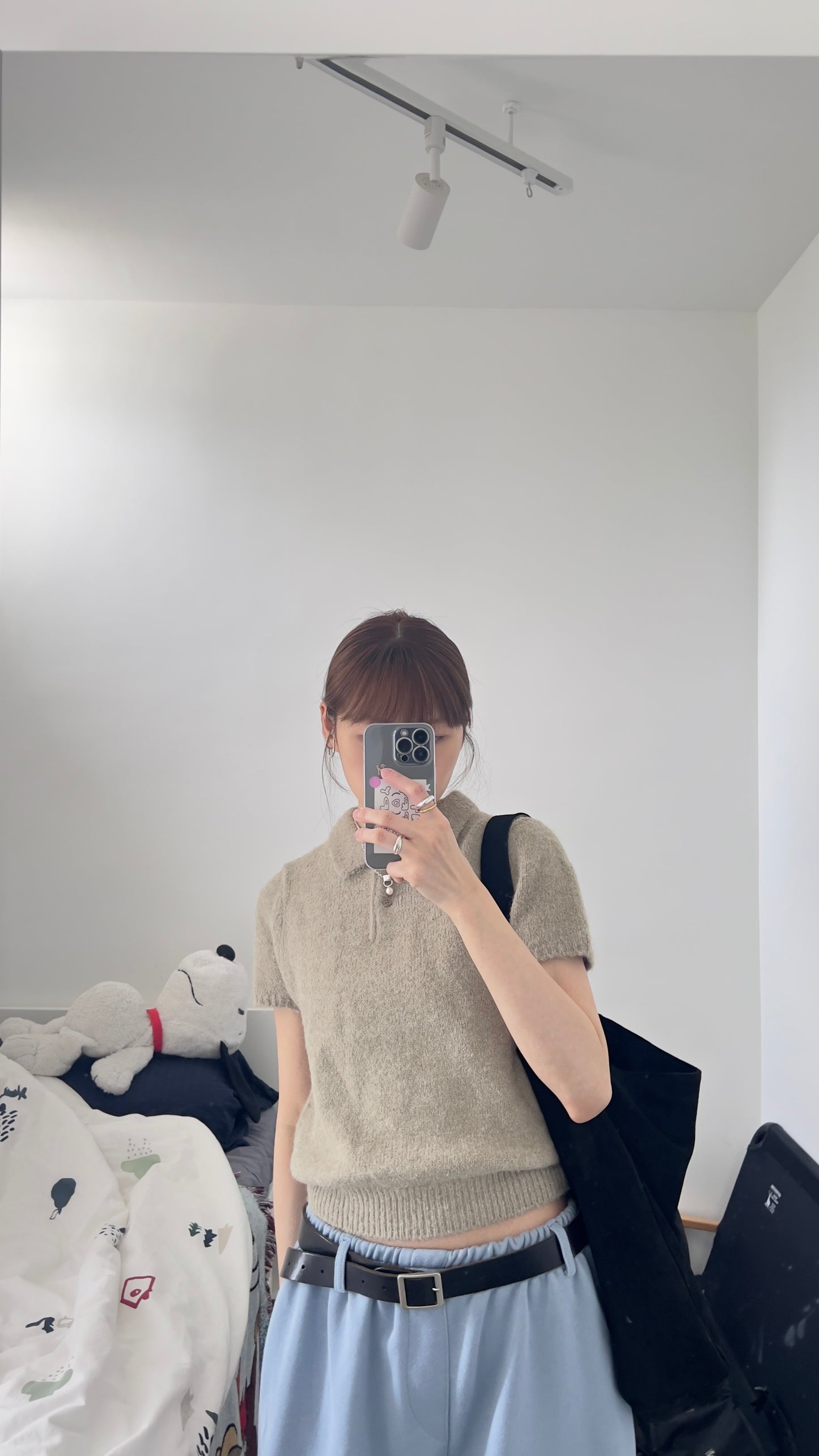 elin sheer polo knit shirt in khaki (pre-order)