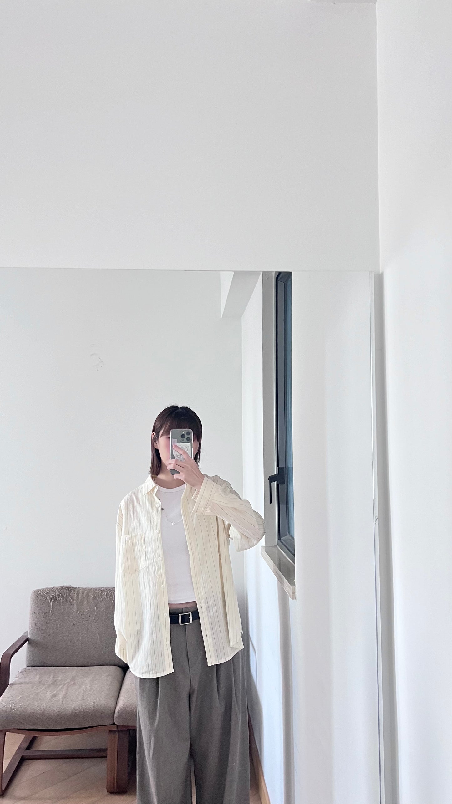 breezy stripe tencel shirt in lemon