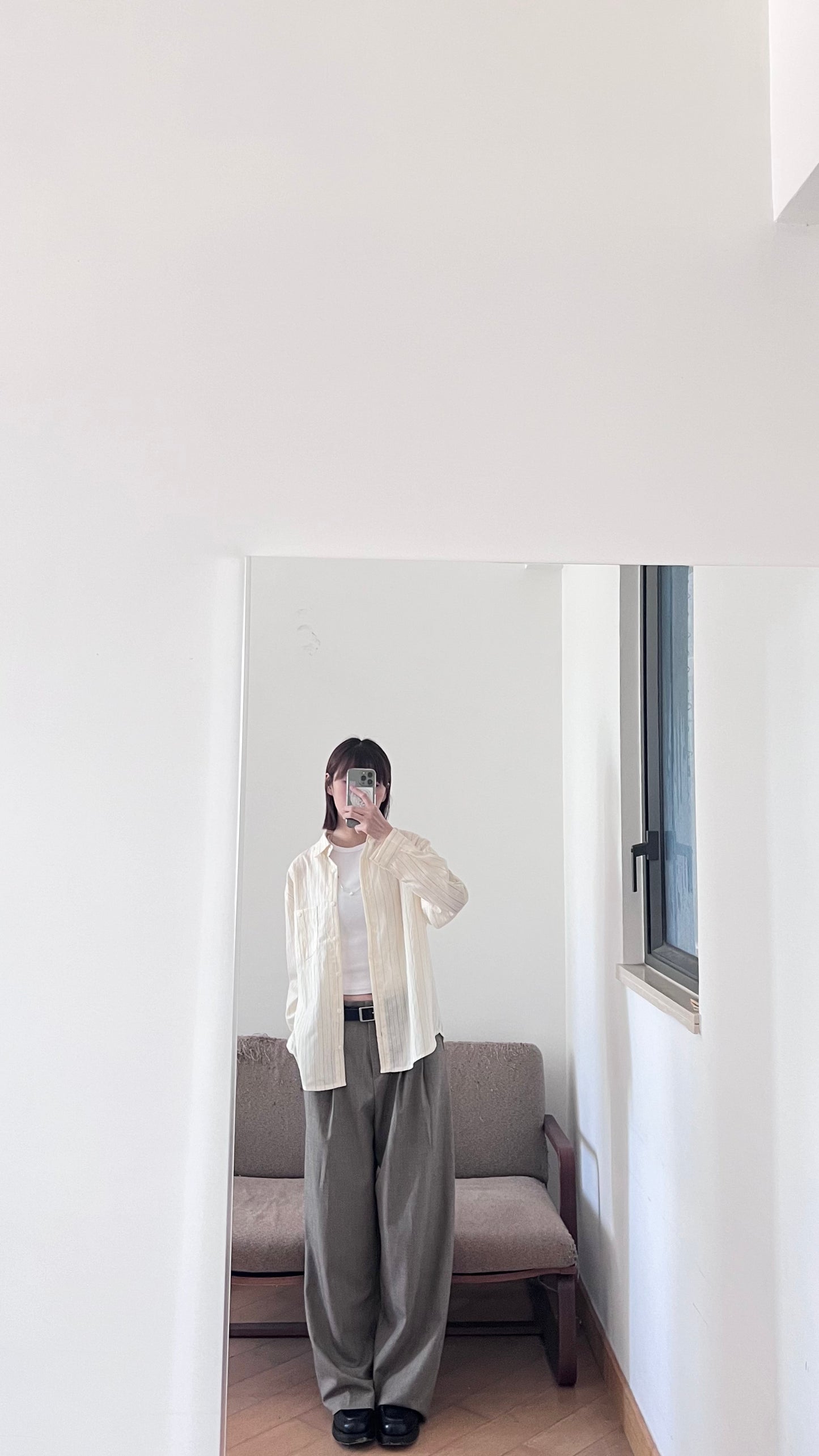 breezy stripe tencel shirt in lemon