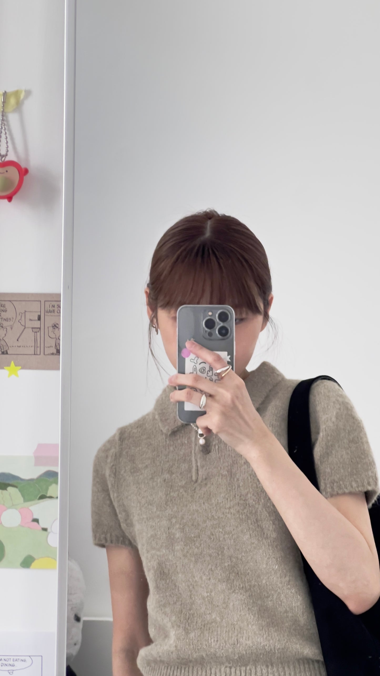 elin sheer polo knit shirt in khaki (pre-order)