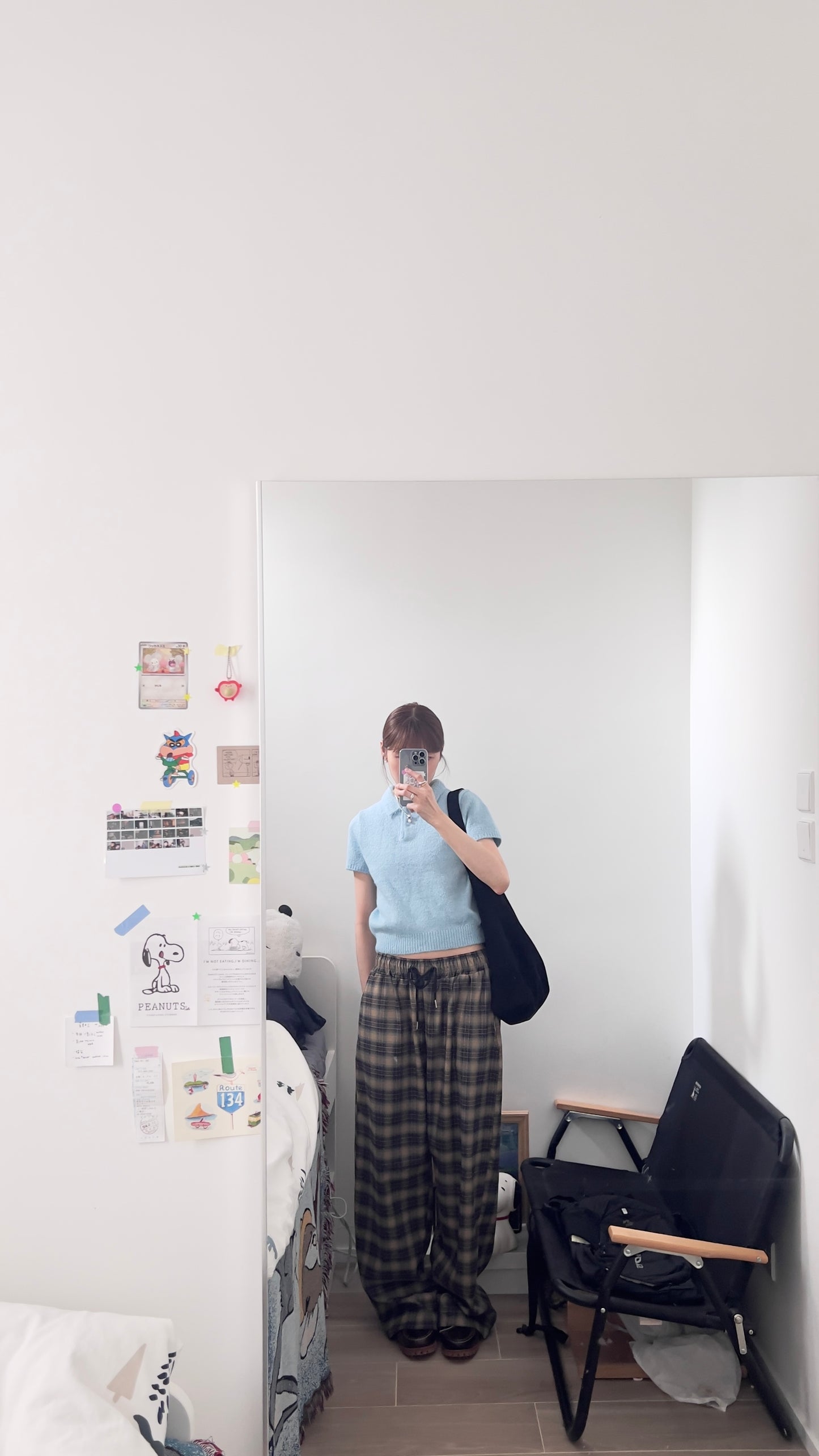 elin sheer polo knit shirt in baby-blue (pre-order)