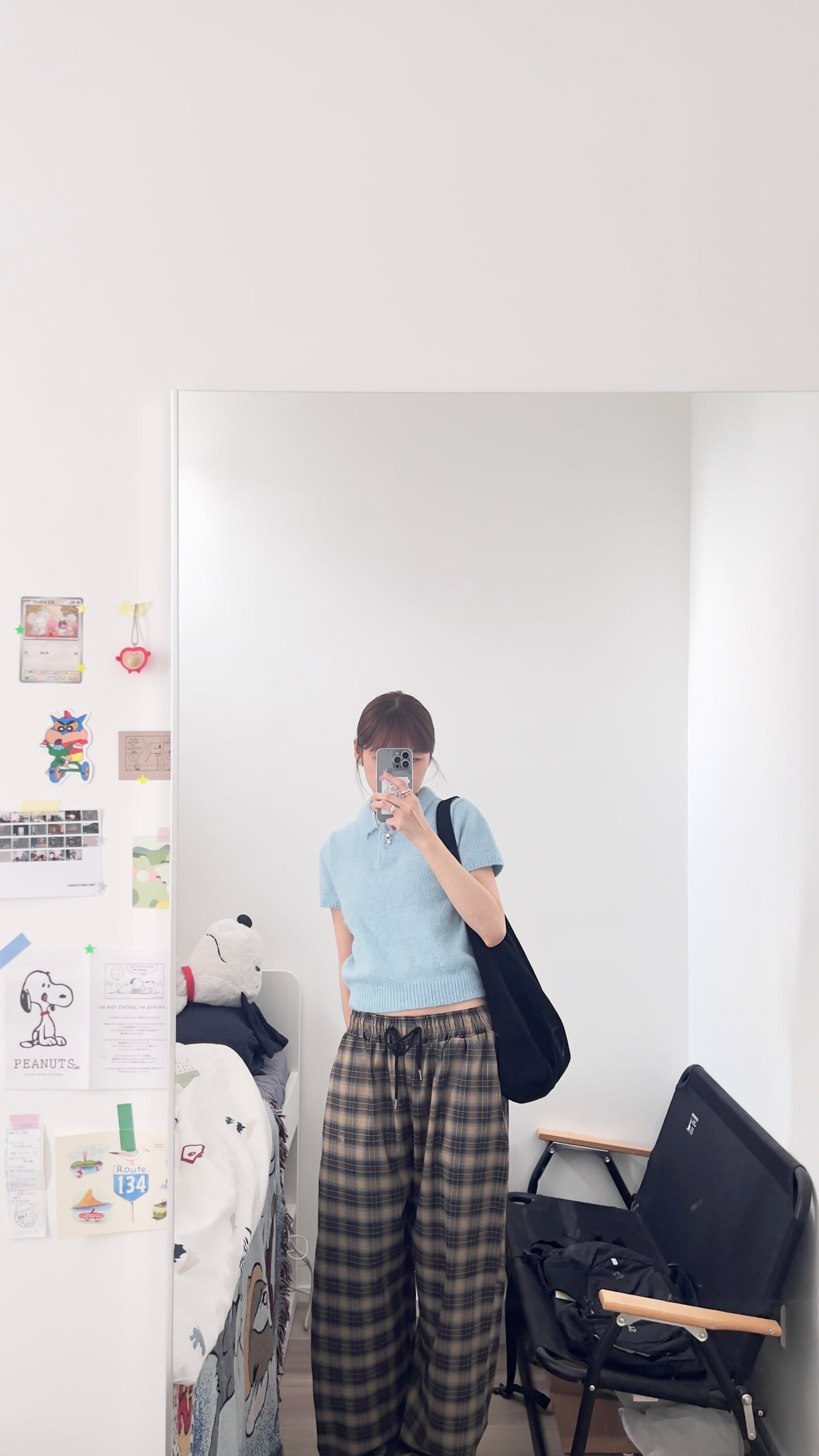 elin sheer polo knit shirt in baby-blue (pre-order)