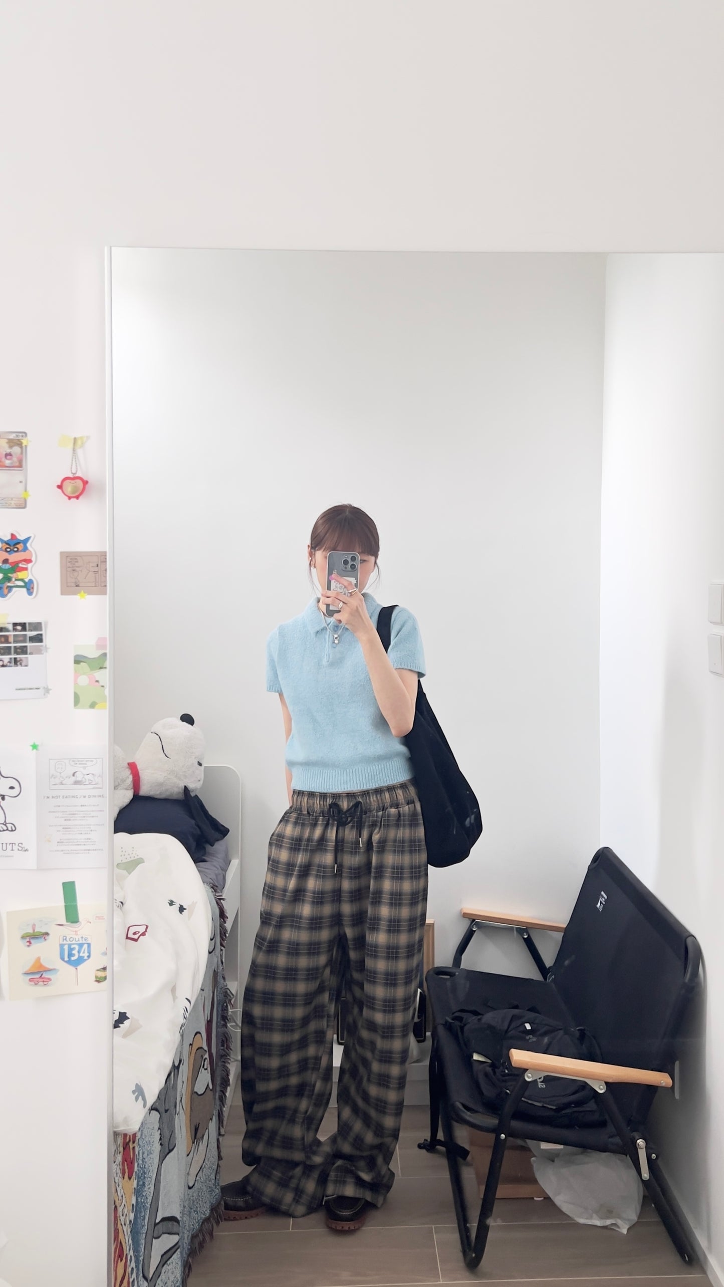 elin sheer polo knit shirt in baby-blue (pre-order)