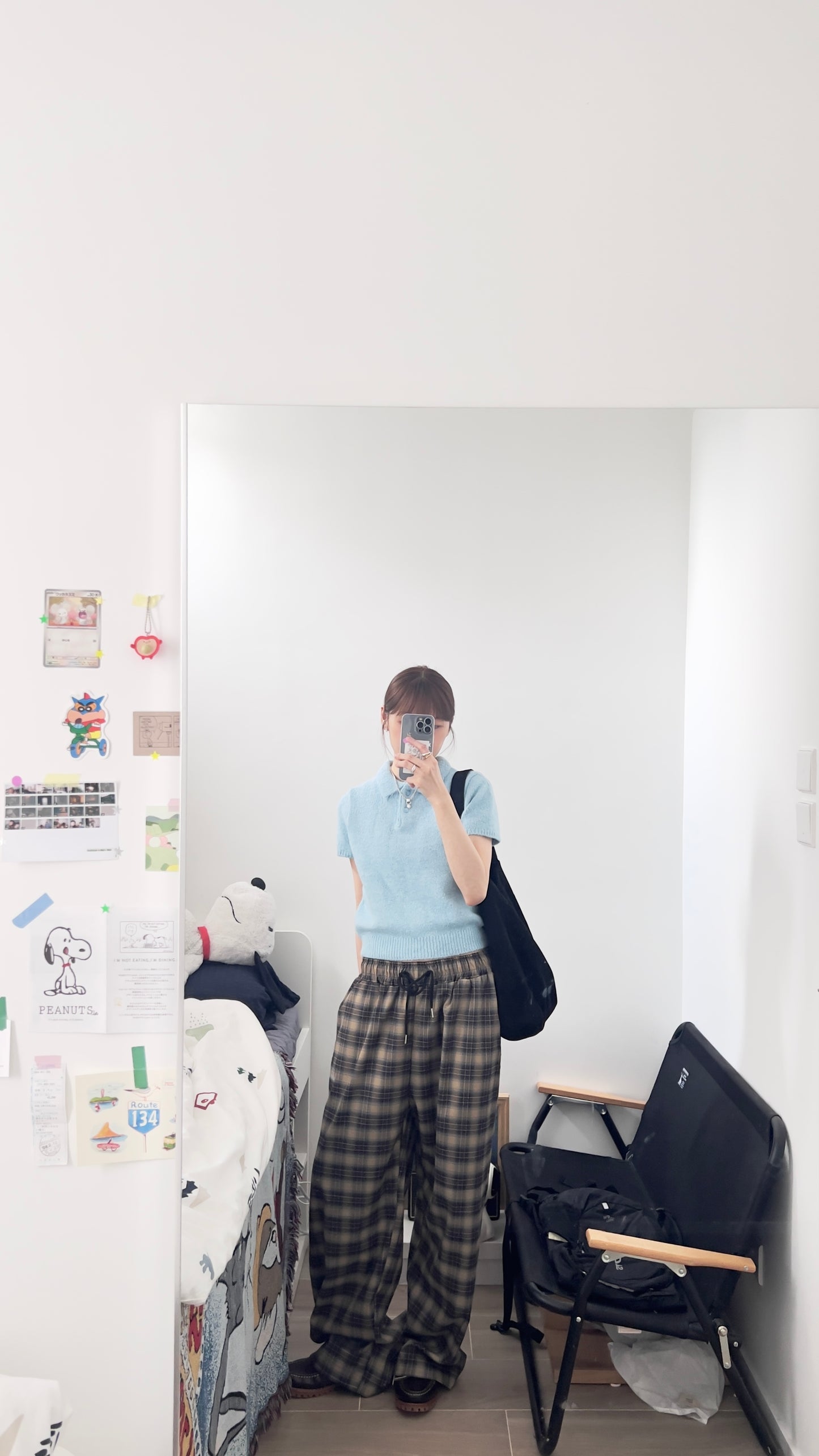 elin sheer polo knit shirt in baby-blue (pre-order)